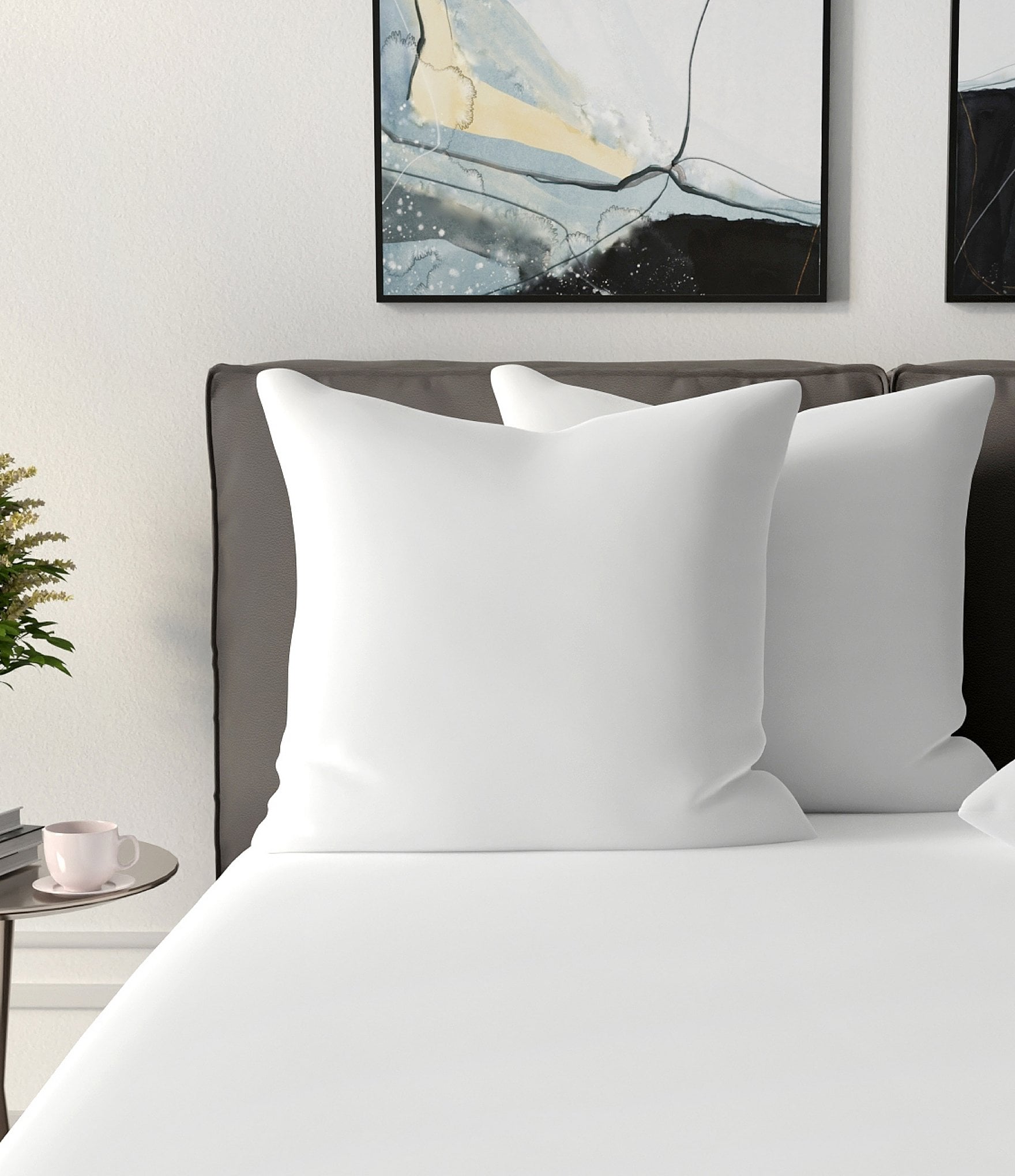 BodiPEDIC Fiber Filled Square Euro Pillow Insert, Set of 2