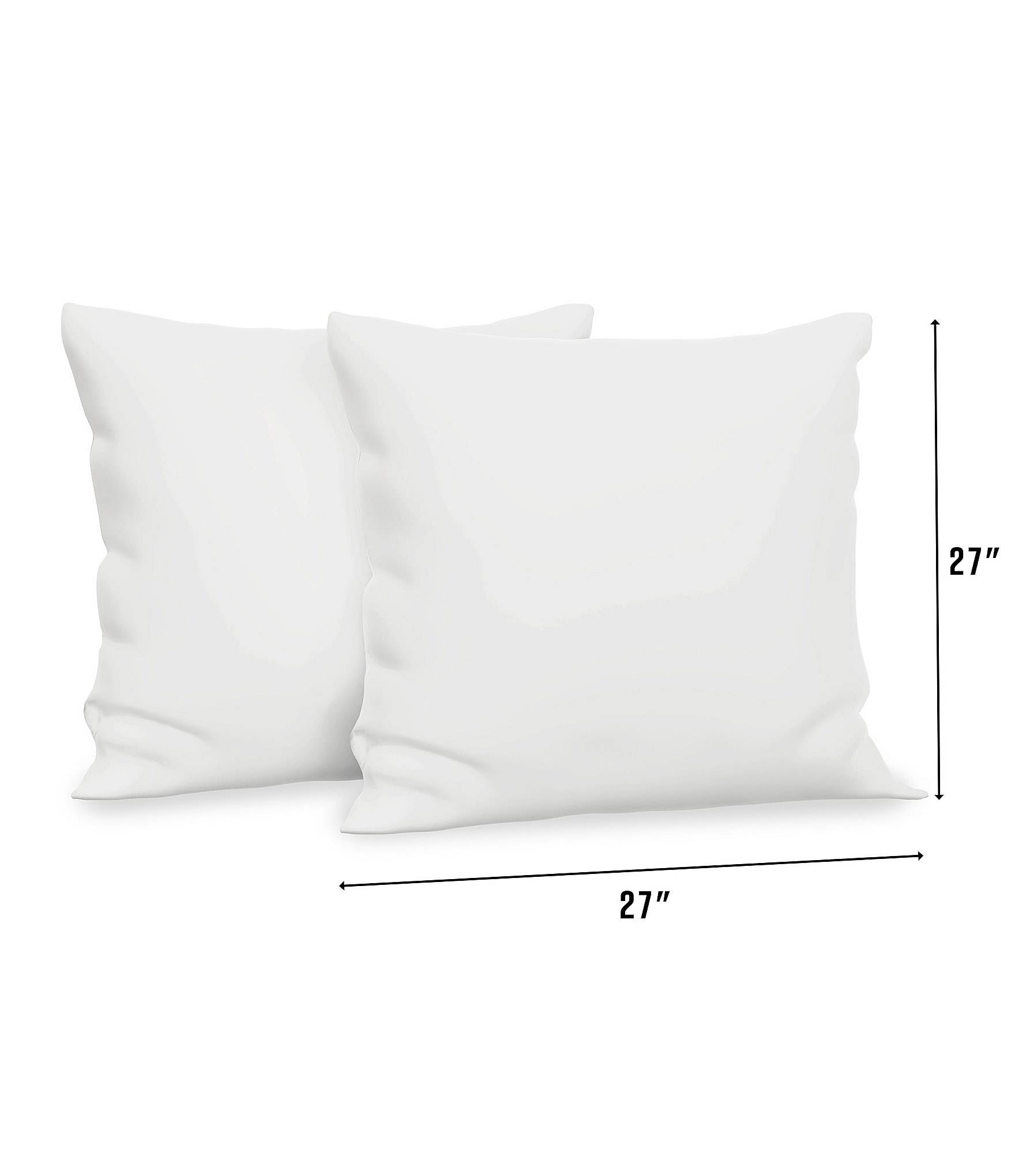 BodiPEDIC Fiber Filled Square Euro Pillow Insert, Set of 2