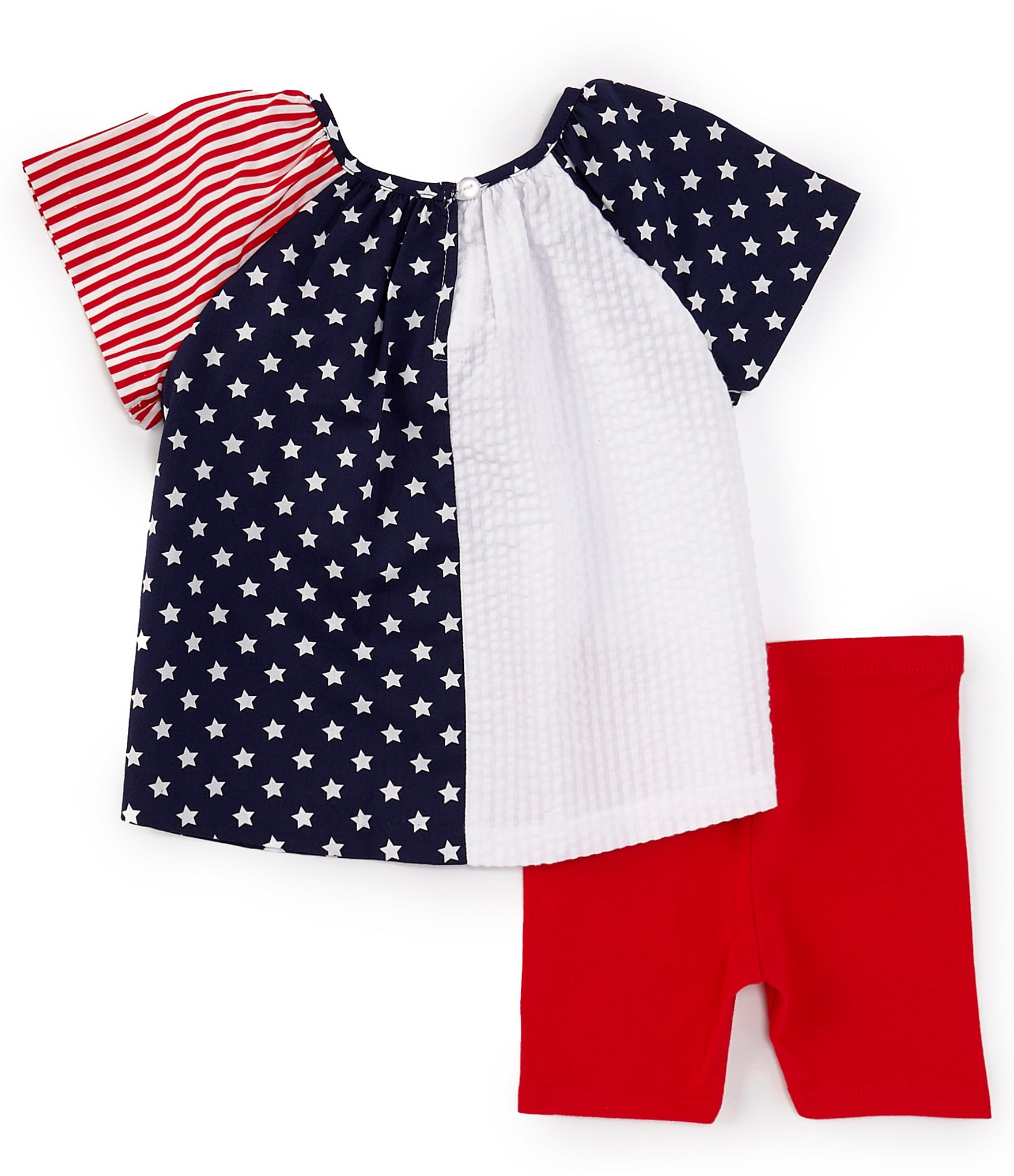 Bonnie Jean Baby Girls 12-24 Months Short Sleeve Americana Top & Solid Biker Shorts Set