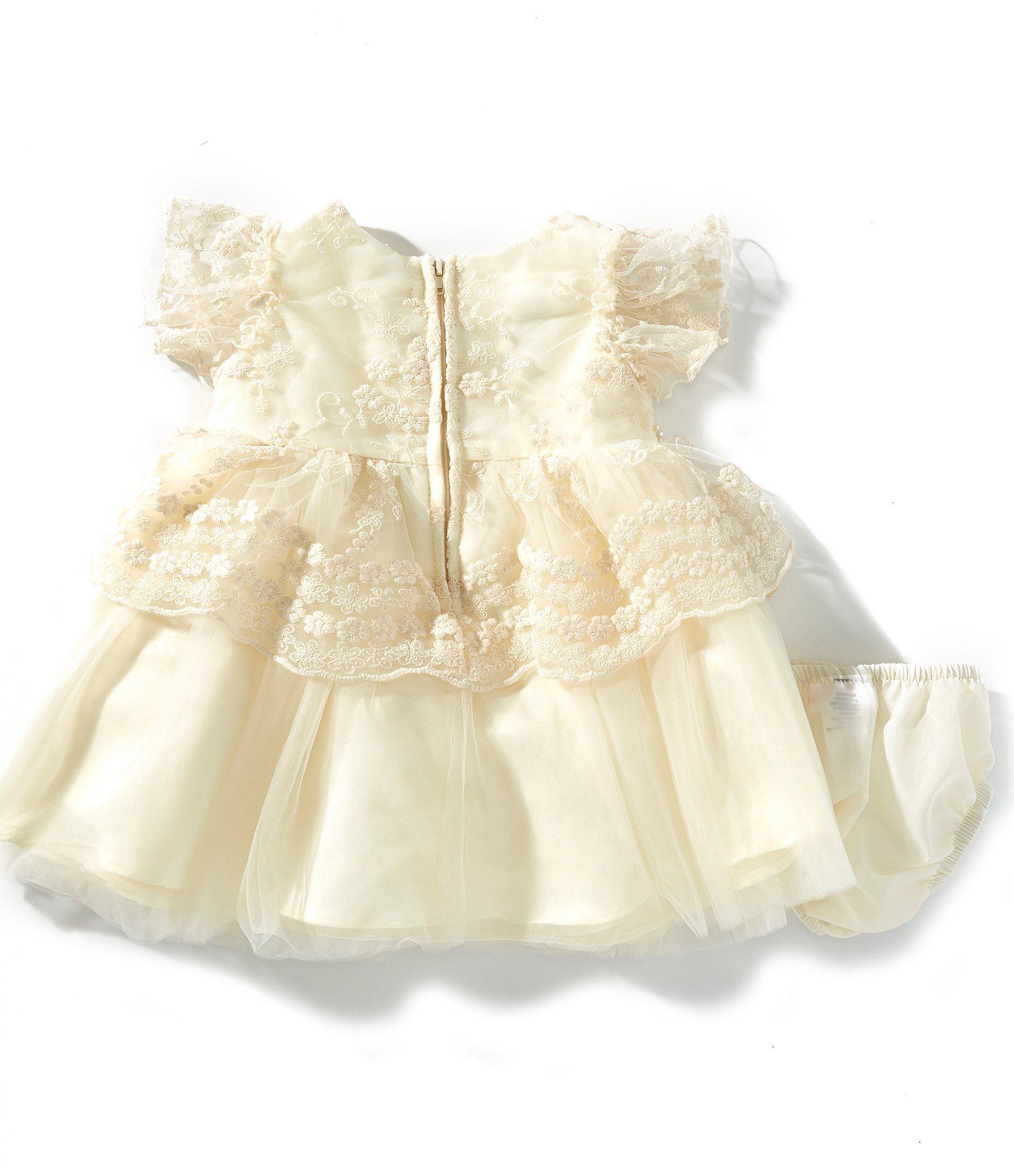 Bonnie Jean Baby Girls Angel-Sleeve Embroidered Lace/Mesh Fit-And-Flare Dress