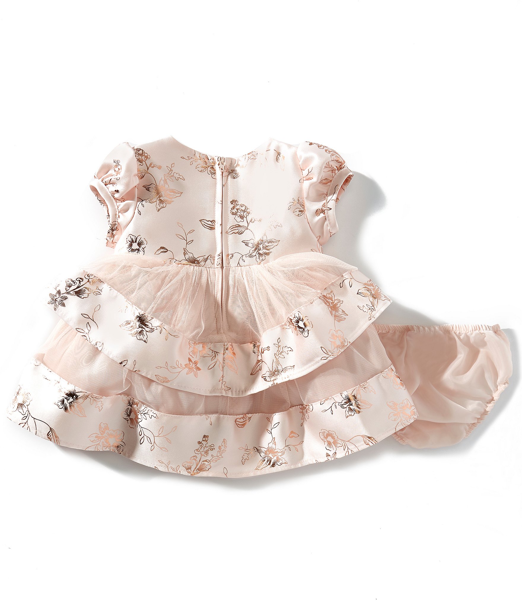 Bonnie Jean Baby Girls Cap-Sleeve Foiled/Mesh Fit-And-Flare Dress