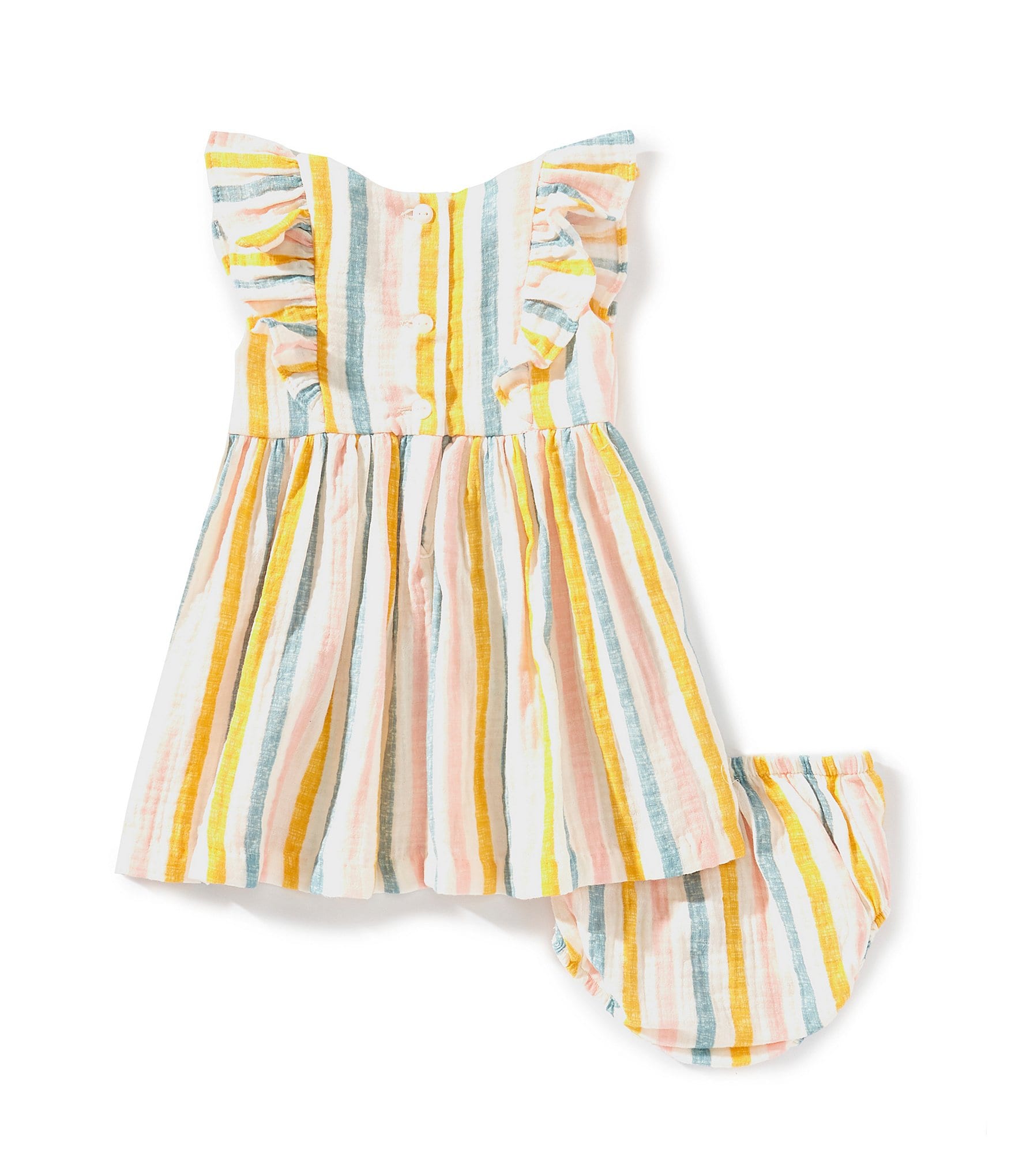 Bonnie Jean Baby Girls Flutter-Sleeve Striped Fit-And-Flare Dress