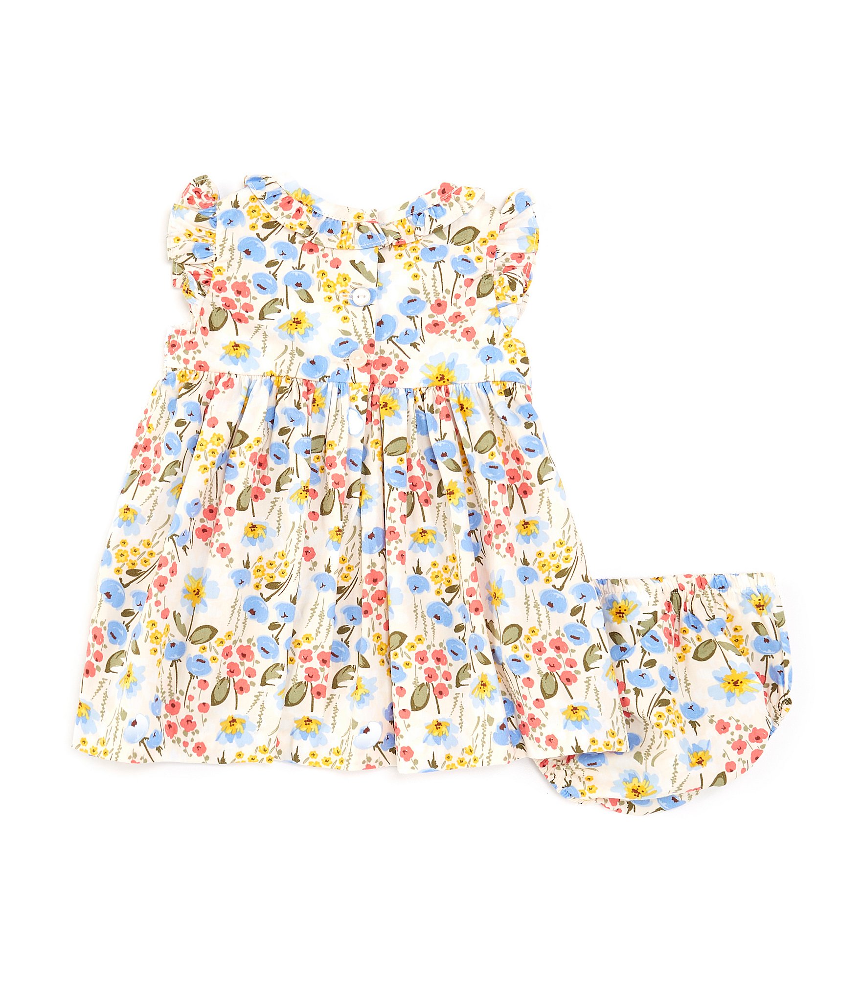 Bonnie Jean Baby Girls Newborn-24 Months Flutter-Sleeve Floral-Printed Fit-And-Flare Poplin Dress