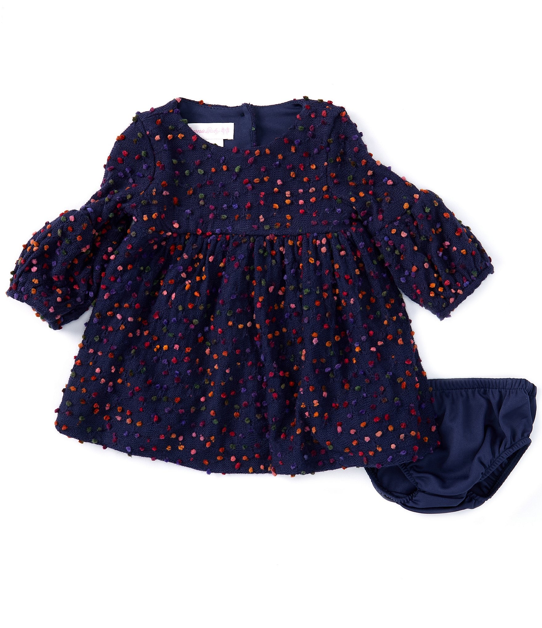 Bonnie Jean Baby Girls Newborn-24 Months Lantern Sleeve Confetti-Dot Knit Empire-Waist Dress