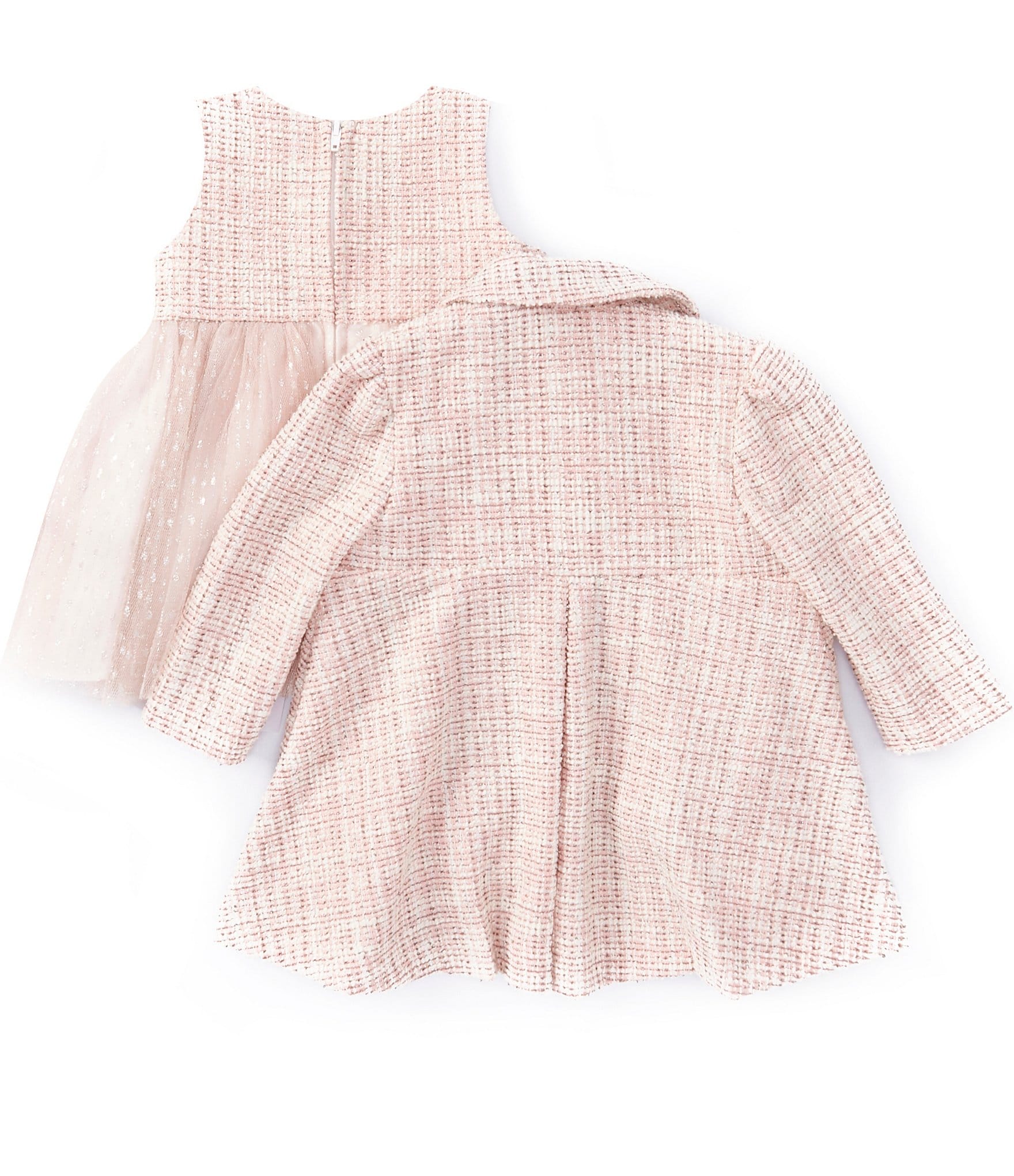 Bonnie Jean Baby Girls Newborn-24 Months Long Sleeve Boucle Coat & Sleeveless Boucle/Mesh Ballerina Dress Set