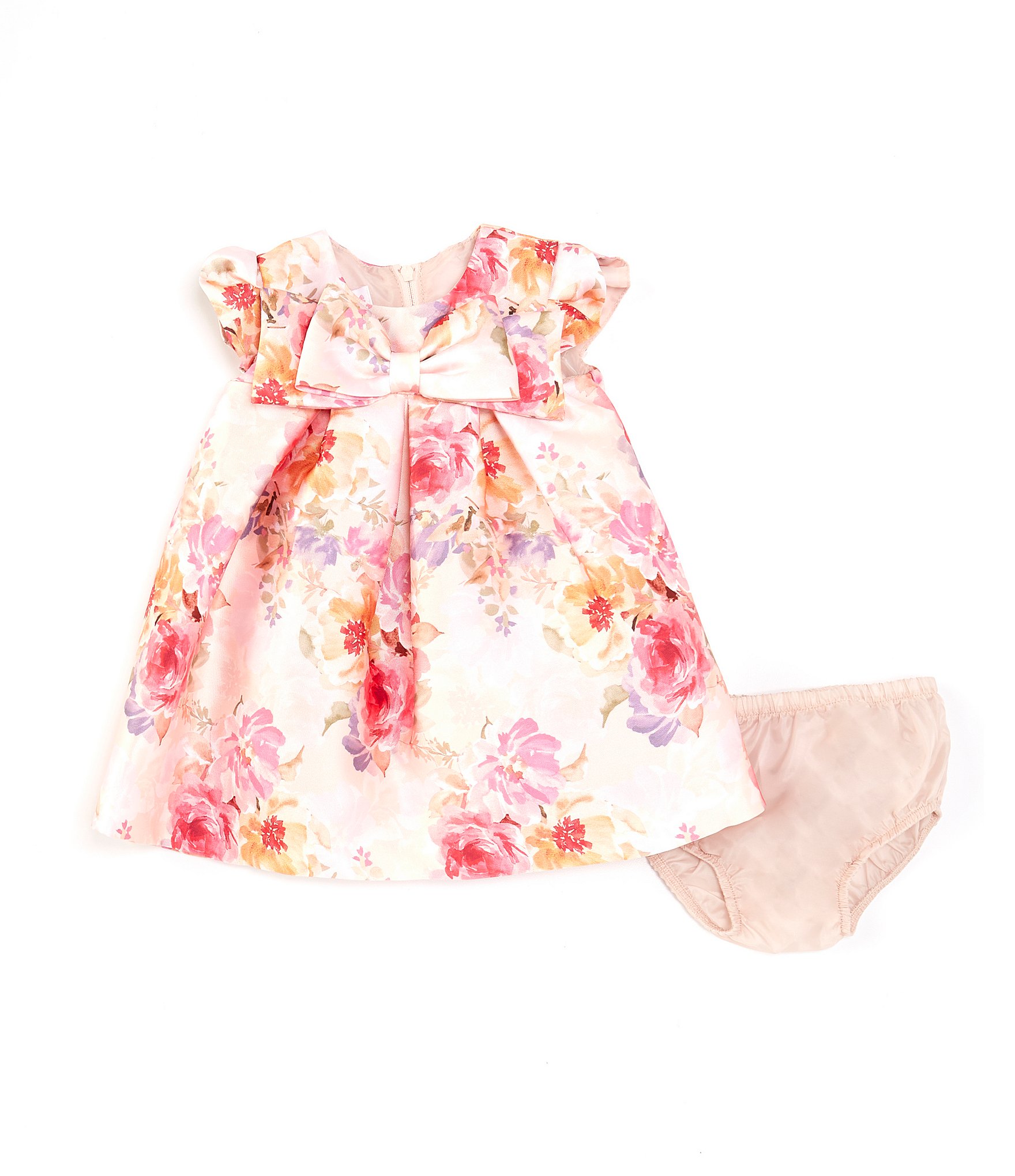 Bonnie Jean Baby Girls Newborn-24 Months Petal-Sleeve Floral Mikado Trapeze Dress