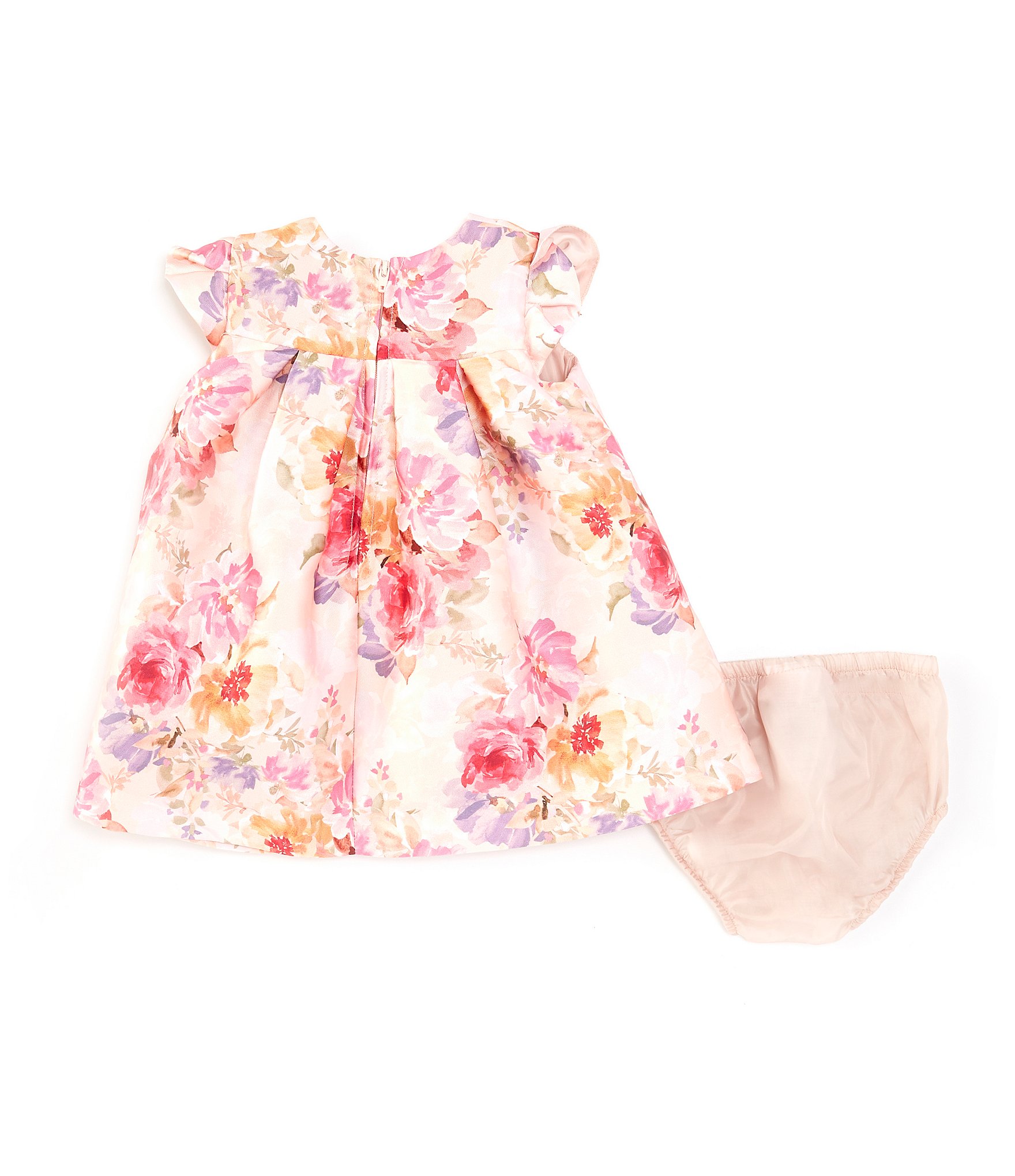 Bonnie Jean Baby Girls Newborn-24 Months Petal-Sleeve Floral Mikado Trapeze Dress