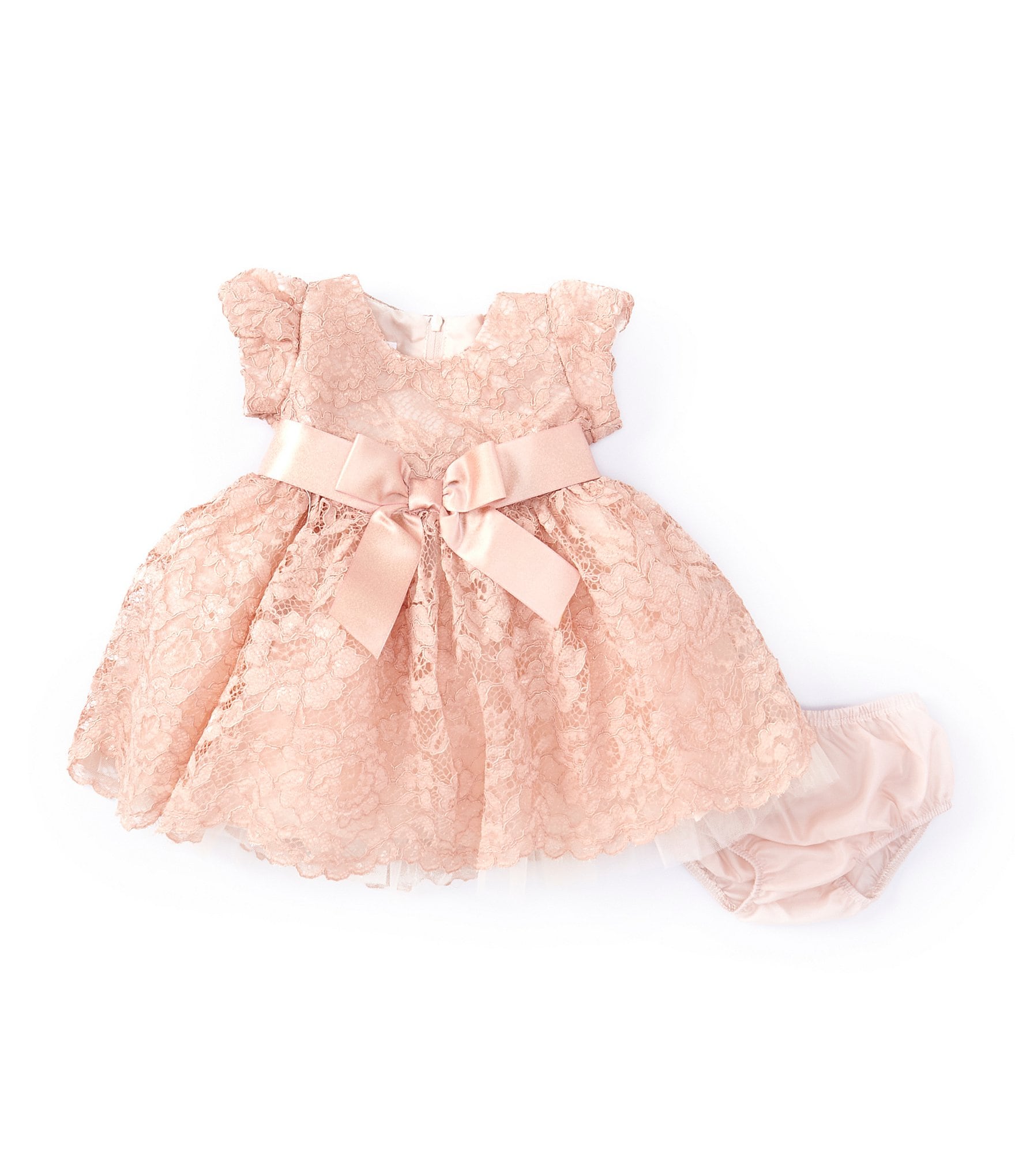 Bonnie Jean Baby Girls Newborn-24 Months Puffed-Sleeve Sparkle-Lace Ballerina Dress