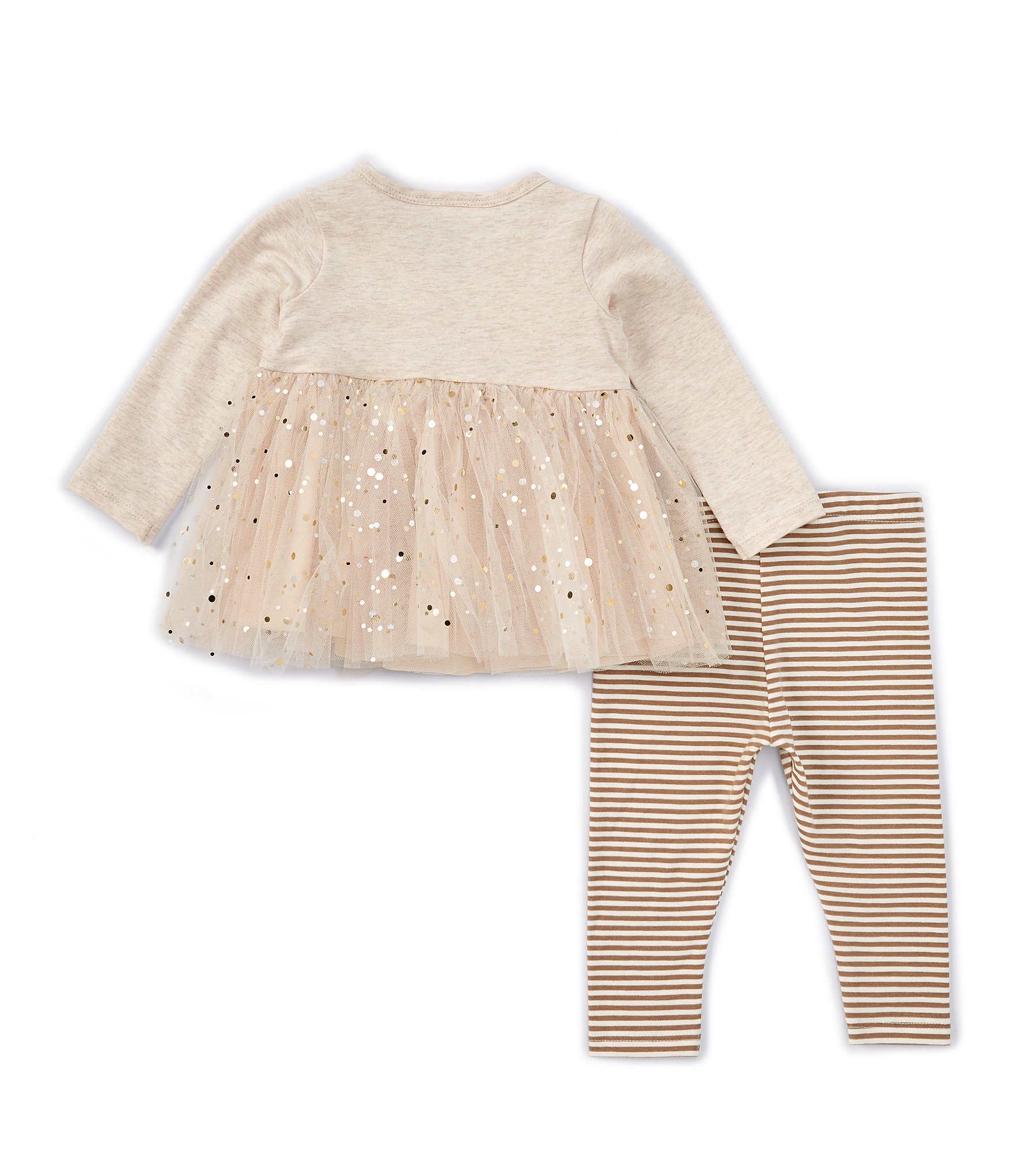 Bonnie Jean Baby Girls Newborn-24 Months Sequin-Embellished-Pumpkin-Applique Fit-And-Flare Dress & Striped Leggings Set