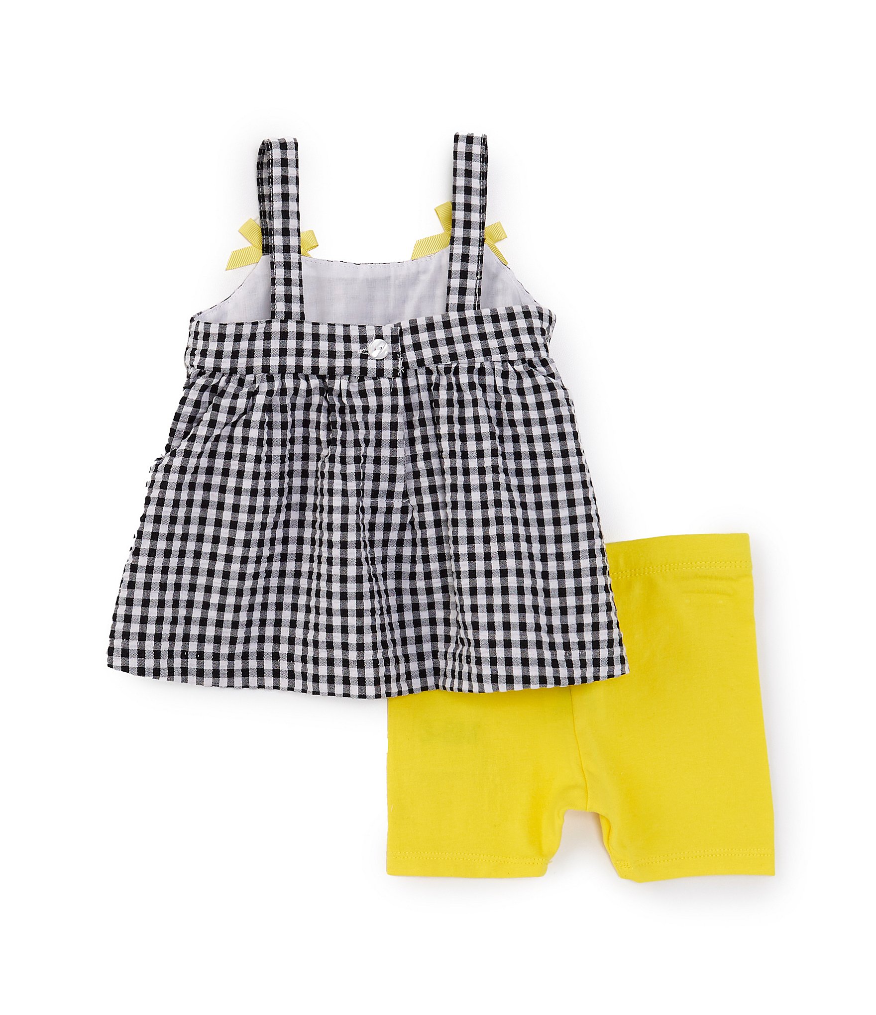 Bonnie Jean Baby Girls Newborn-24 Months Sleeveless Daisy-Appliqued Checked Dress & Solid Biker Shorts Set