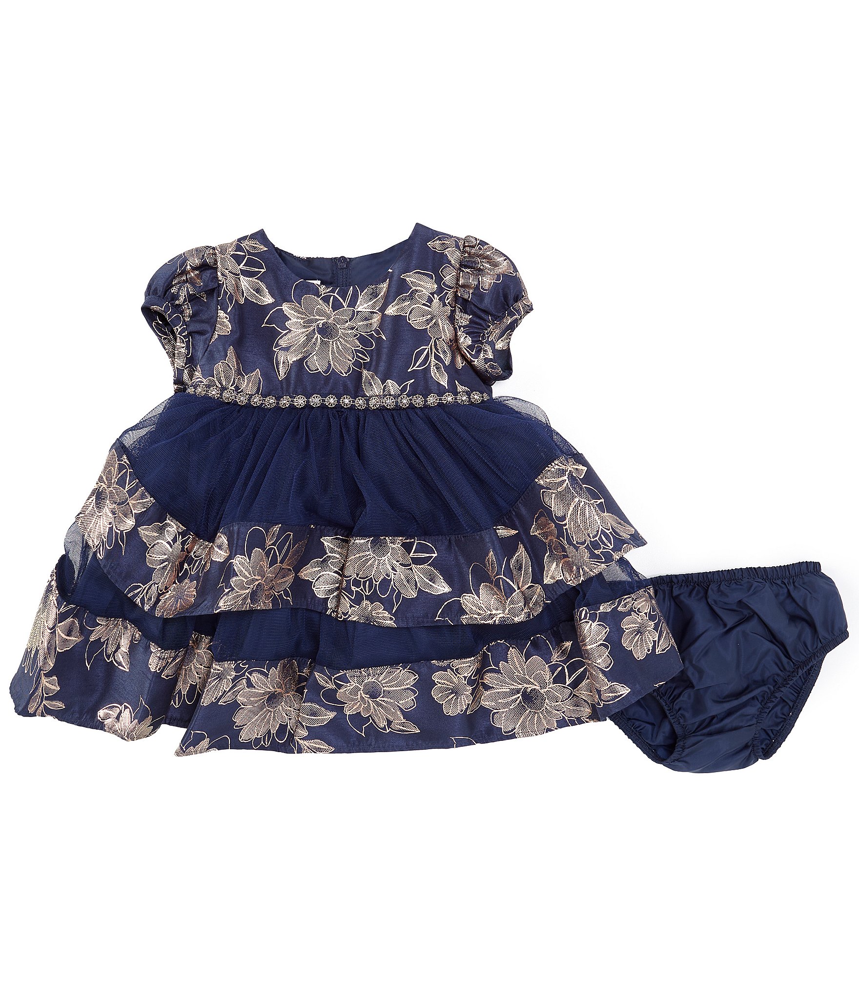 Bonnie Jean Baby Girls Newborn 24 Months Cap Sleeve Foiled Fit Flare Dress 6 9 Months