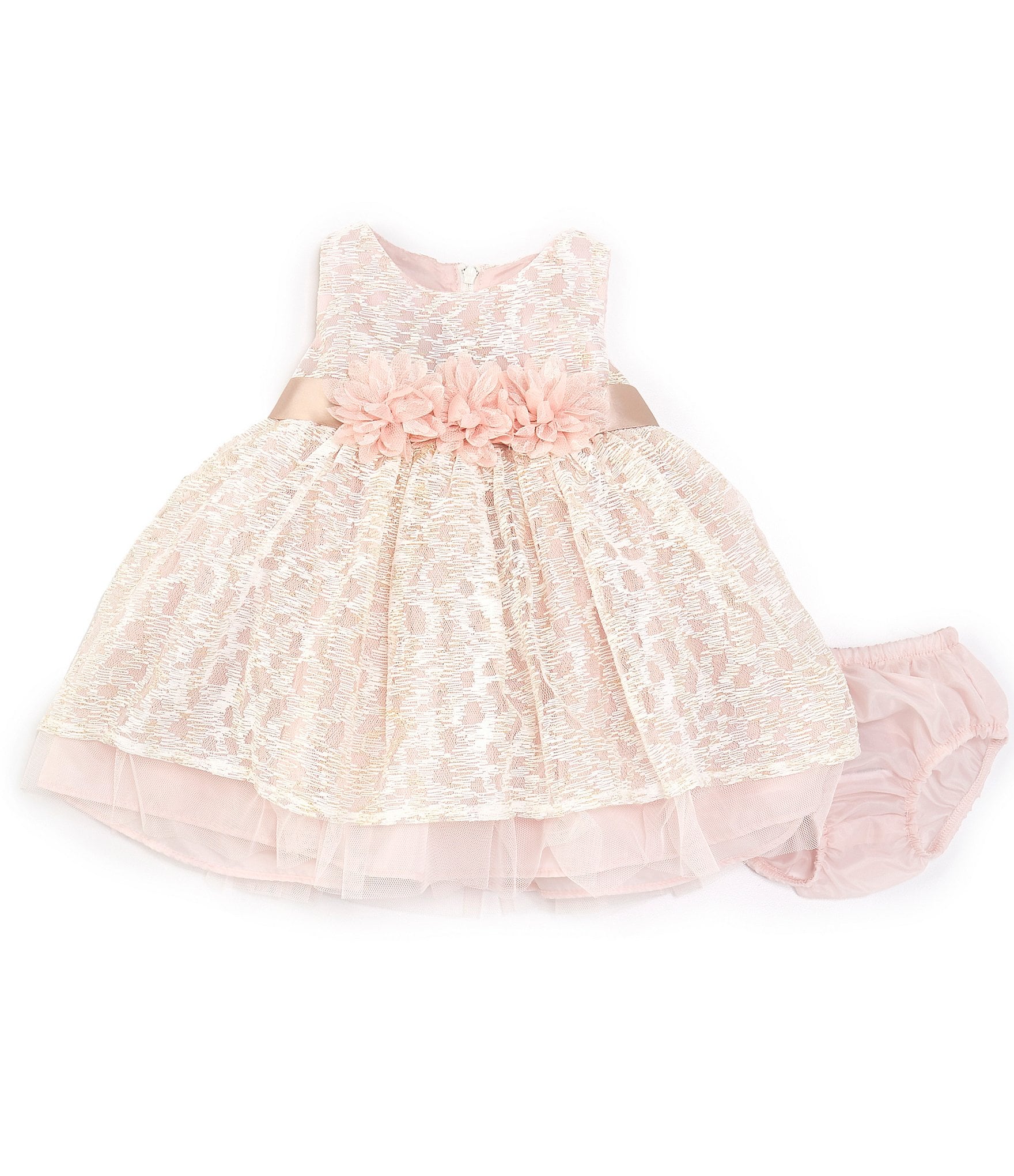 Bonnie Jean Baby Girls Newborn-24 Months Sleeveless Lace Overlay Fit & Flare Dress