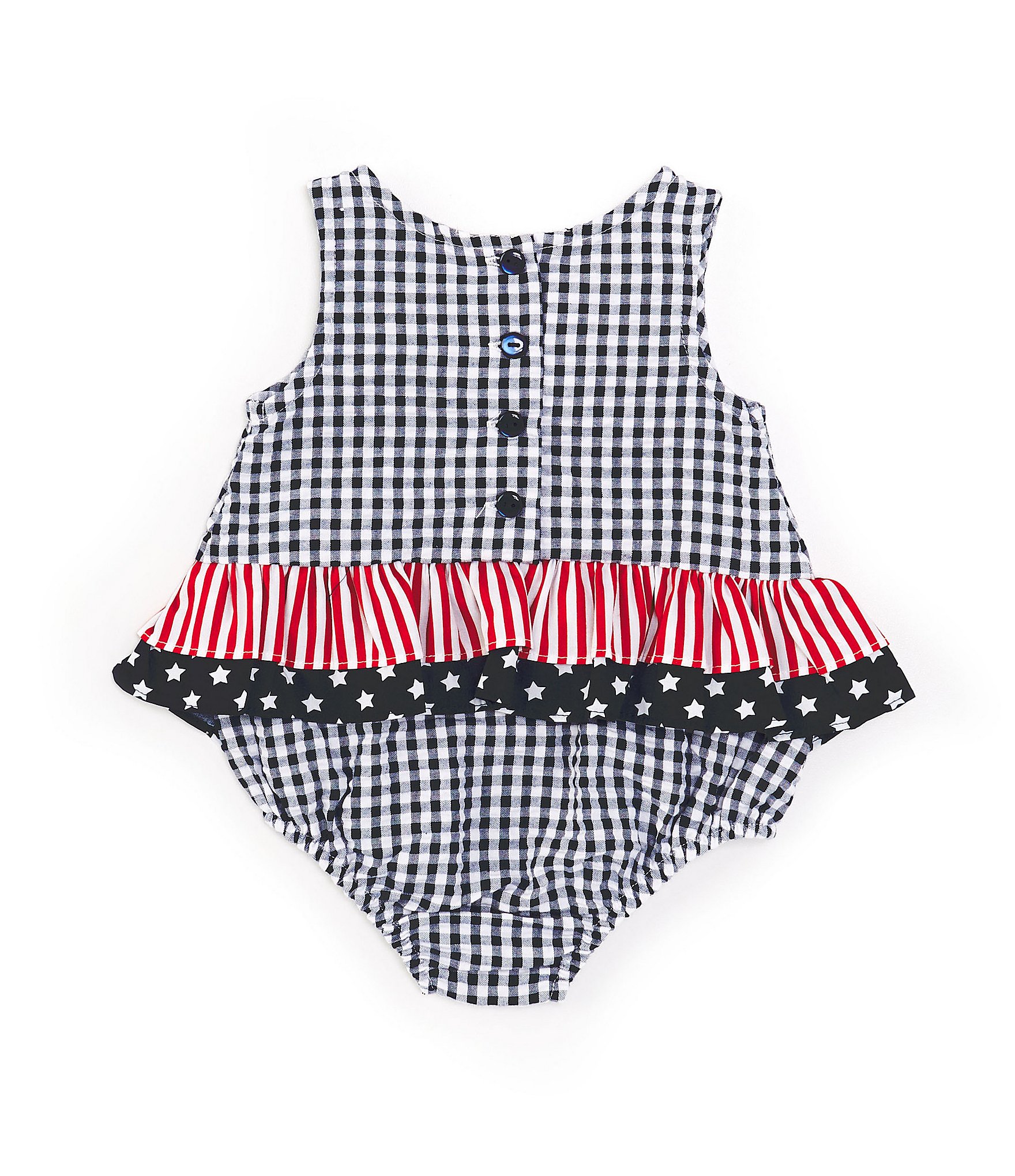 Bonnie Jean Baby Girls Newborn-24 Months Sleeveless Mixed-Media Americana Romper