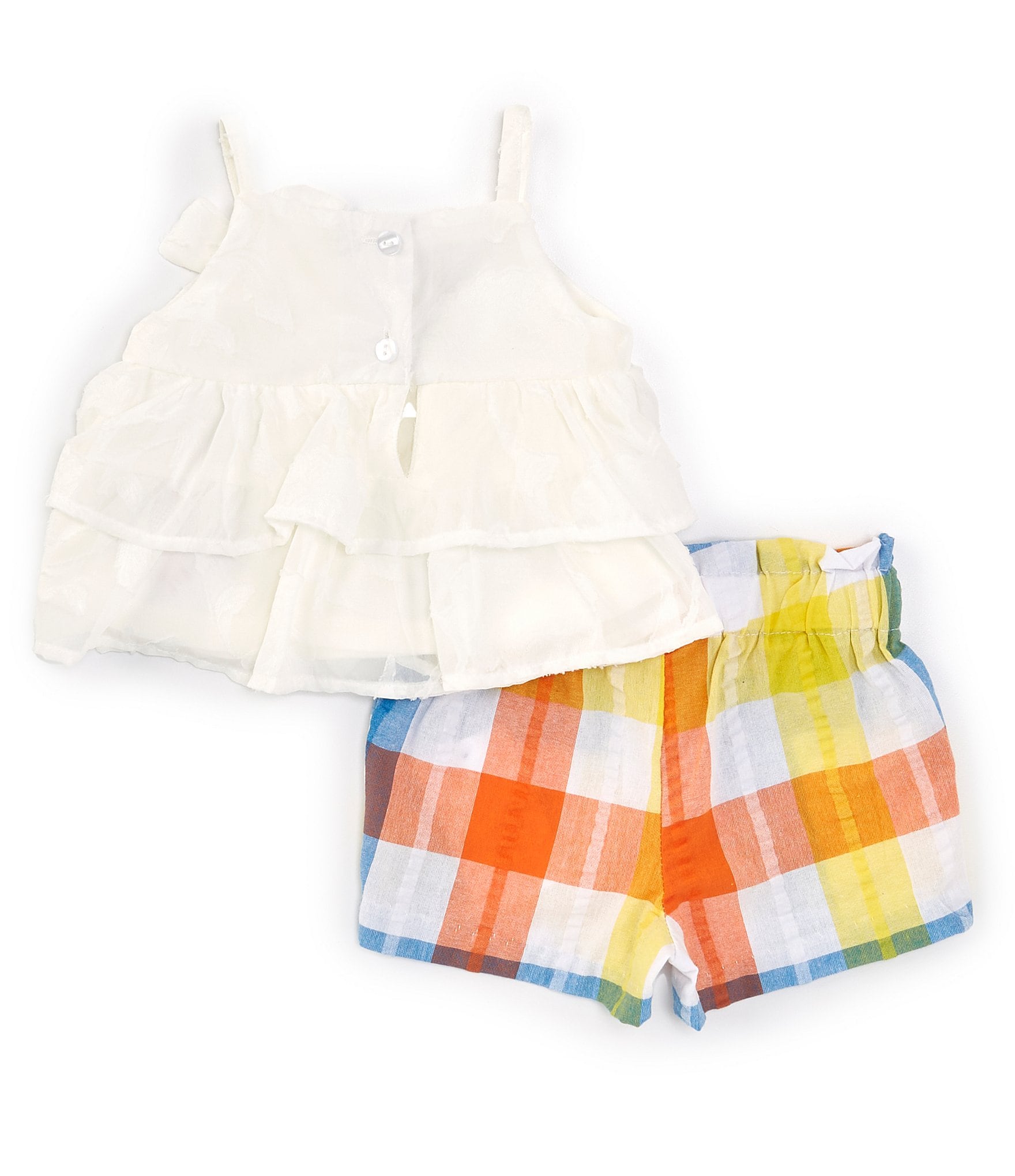 Bonnie Jean Baby Girls Newborn-24 Months Sleeveless Textured-Knit Top & Plaid Seersucker Shorts Set