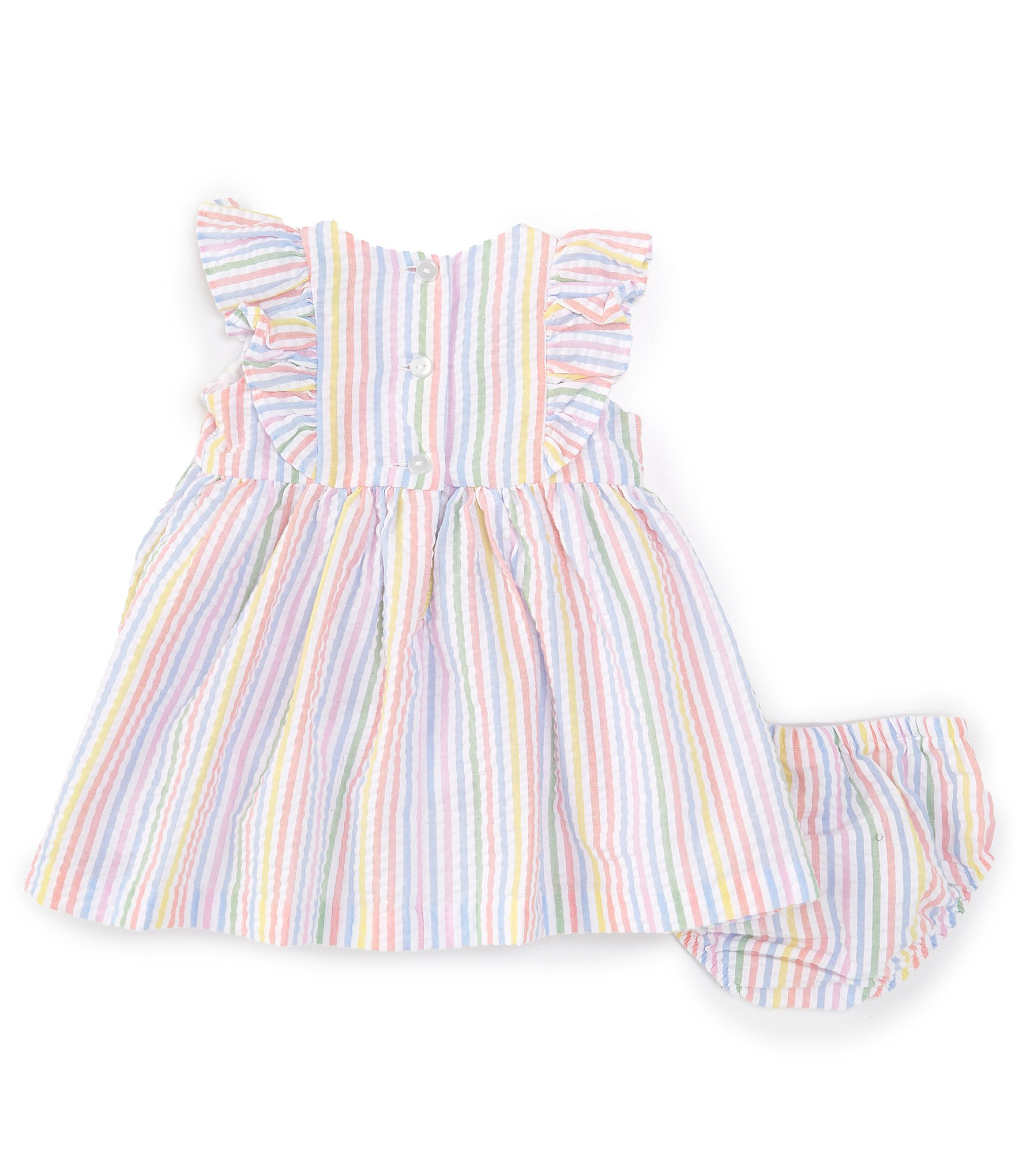 Bonnie Jean Baby Girls Newborn-24 Months Stripe Smocked Seersucker Flutter Sleeve Dress