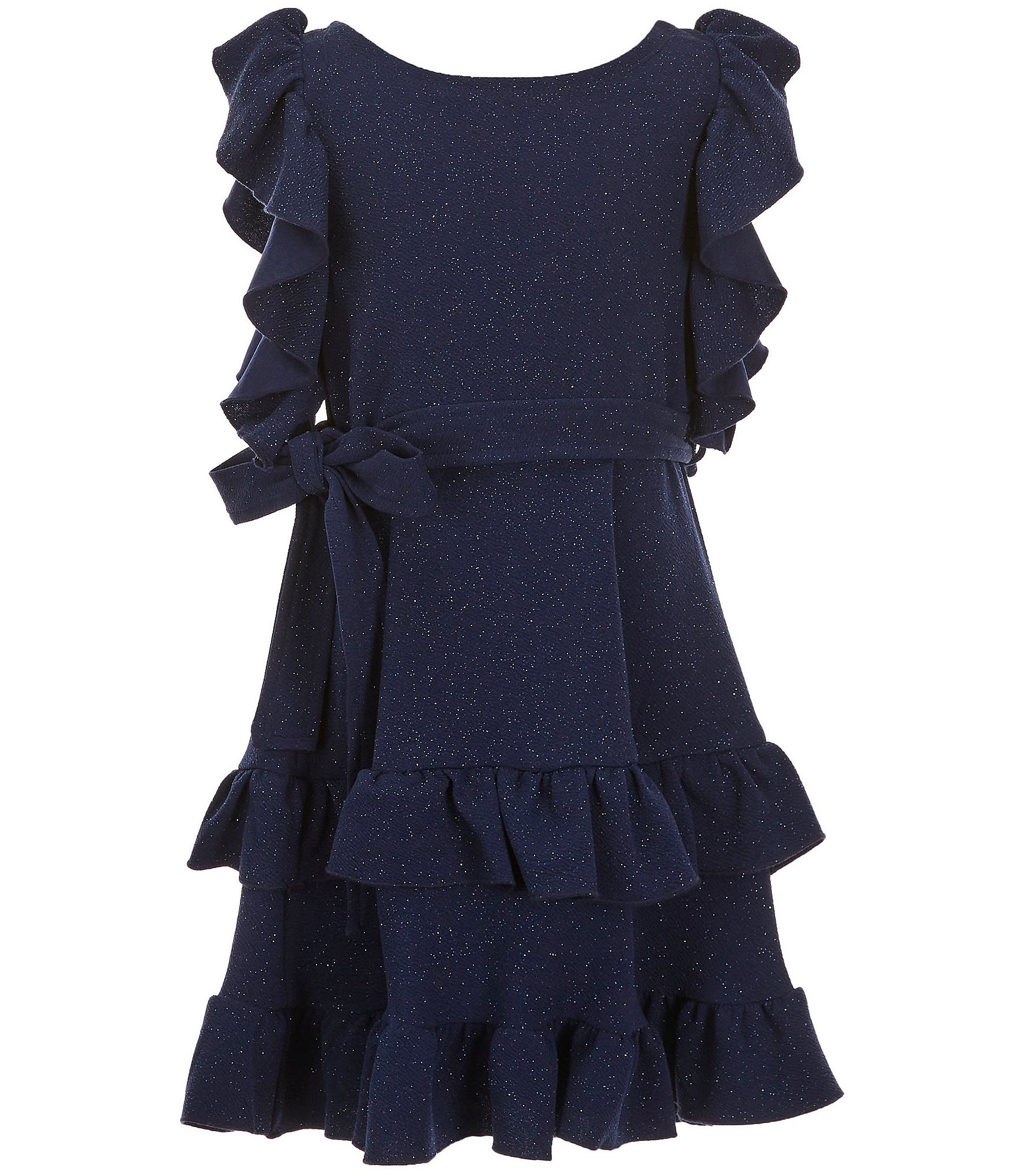 Bonnie Jean Big Girls 7-16 Ruffle Sparkle Tiered Knit Dress | Dillard's