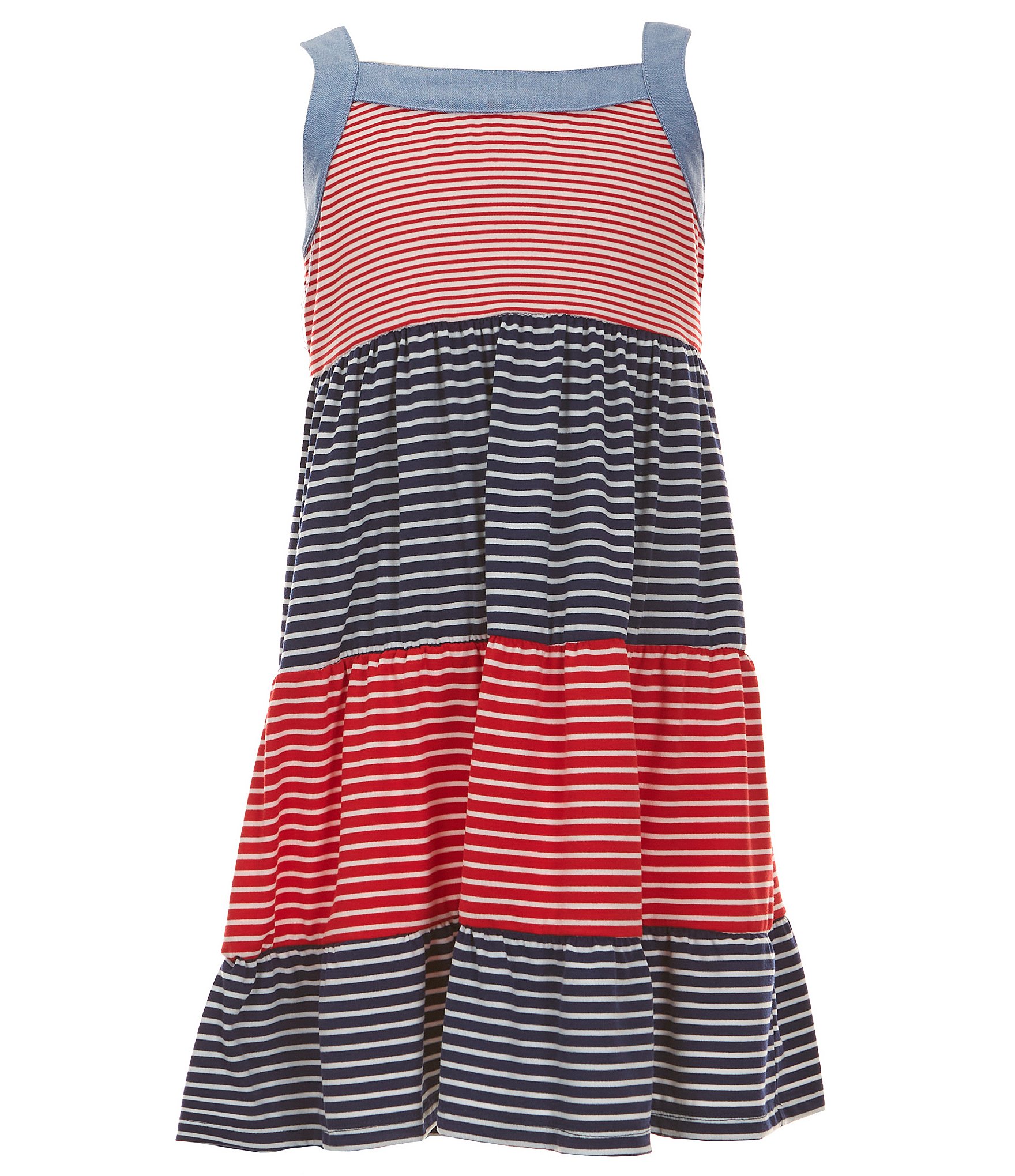 Bonnie Jean Big Girls 7-16 Sleeveless Americana Striped Tiered Dress