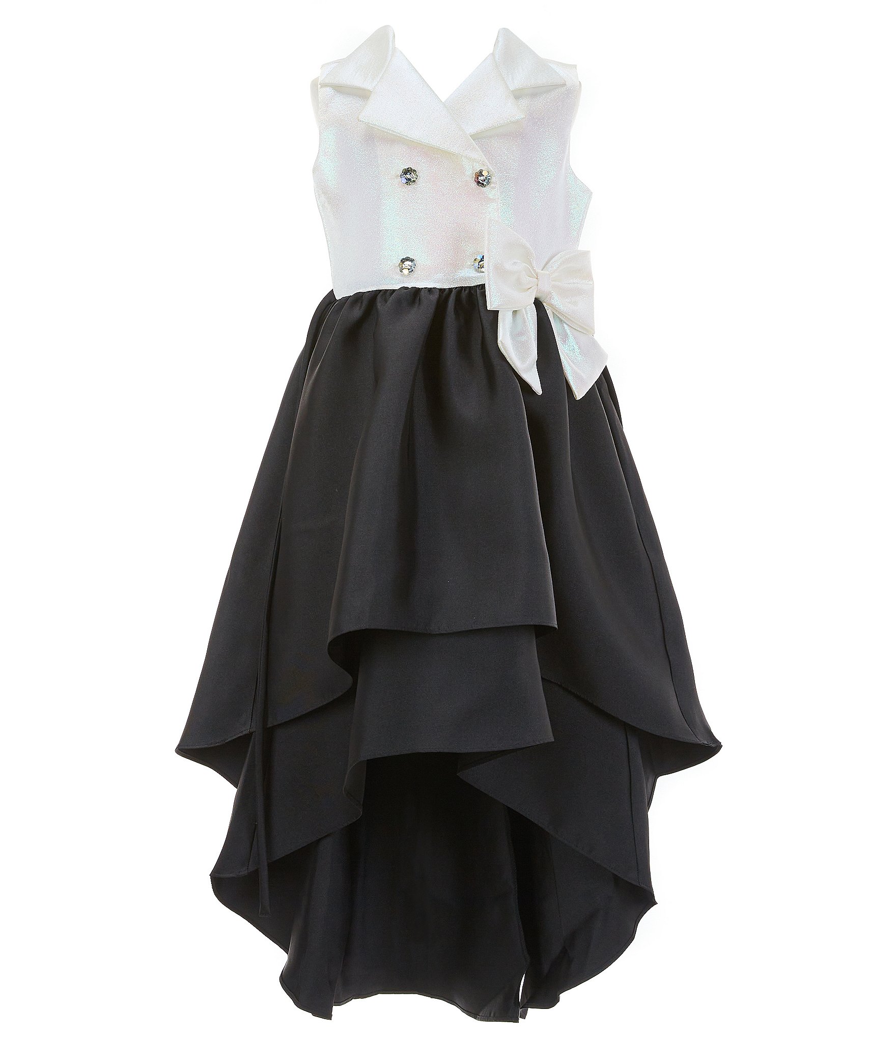 Bonnie Jean Big Girls 7-16 Sleeveless Bow-Accented Color Block Tuxedo ...