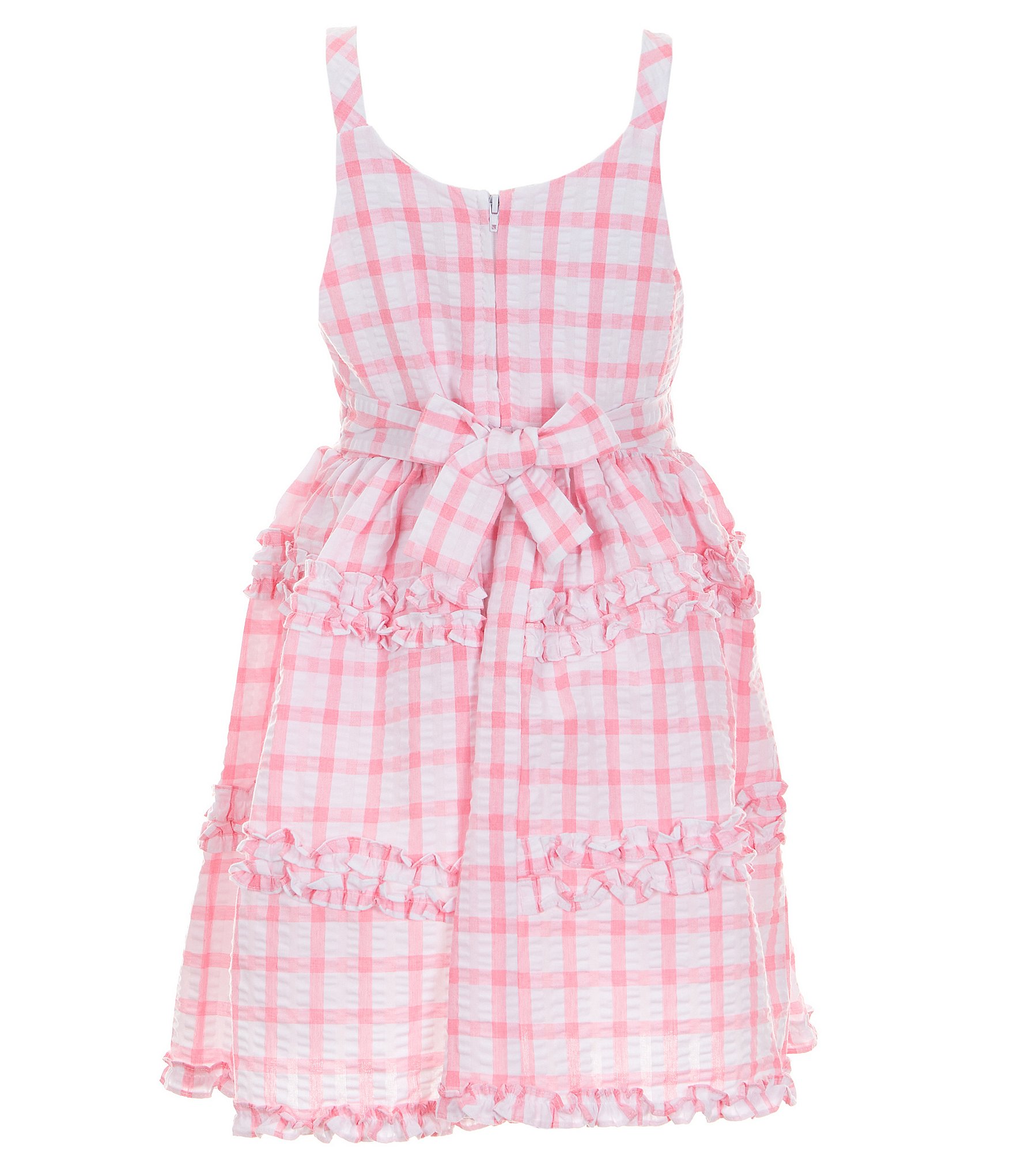 Bonnie Jean Big Girls 7-16 Sleeveless Gingham-Checked Seersucker Fit-And-Flare Dress