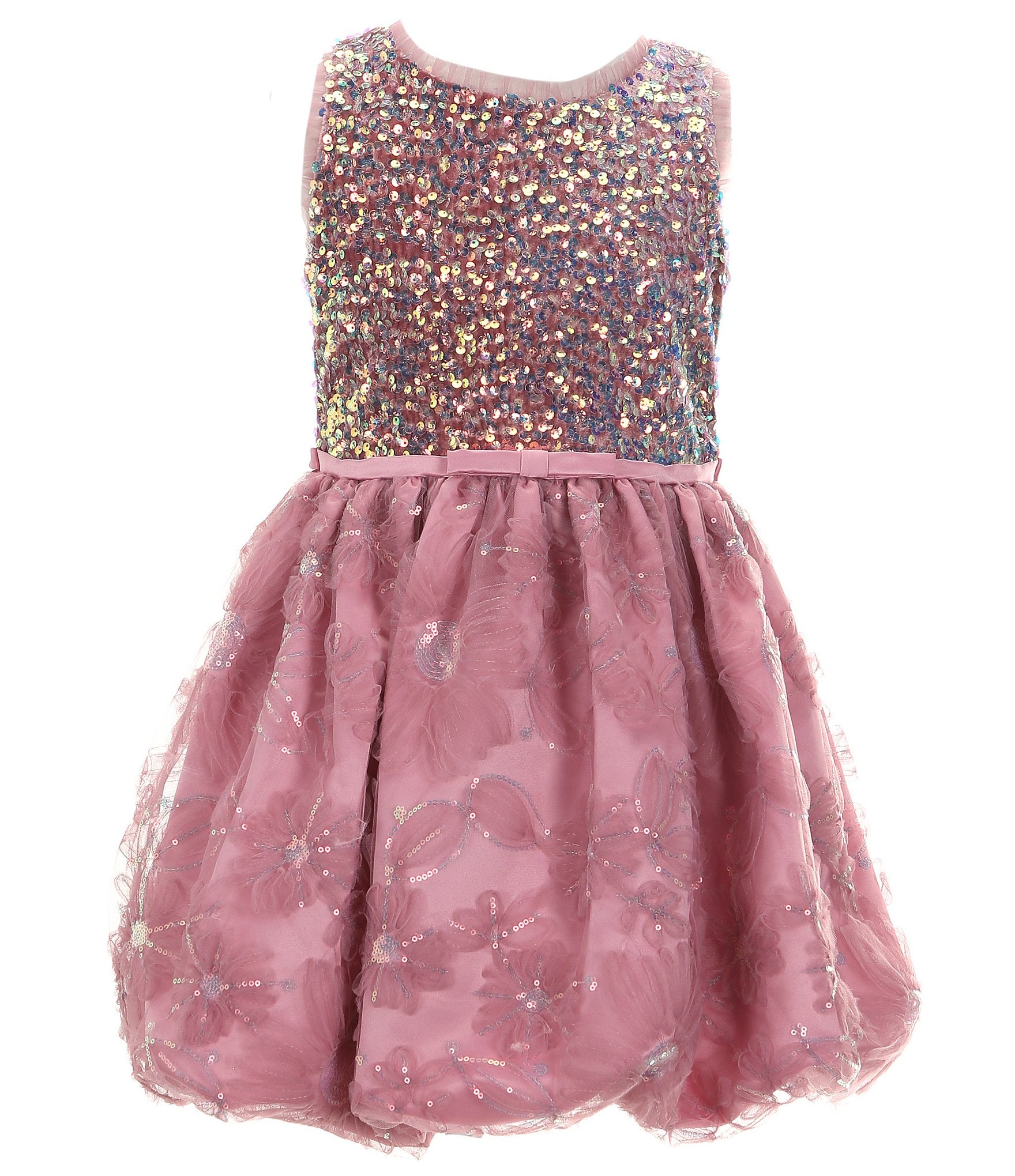 Bonnie Jean Big Girls 7 16 Sleeveless Paillette Embellished Embroidered Velvet Bubble Hem Dresss Dillard s