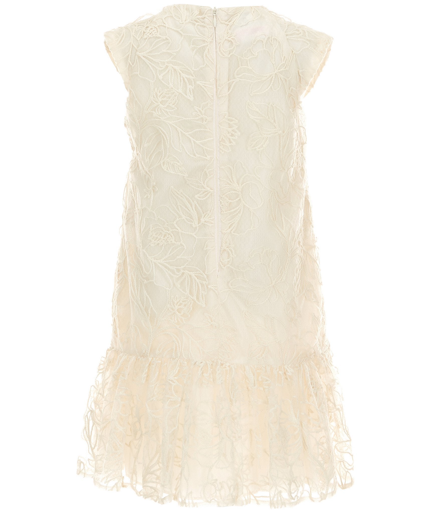 Bonnie Jean Big Girls Cap-Sleeve Embroidered Drop-Waist Dress