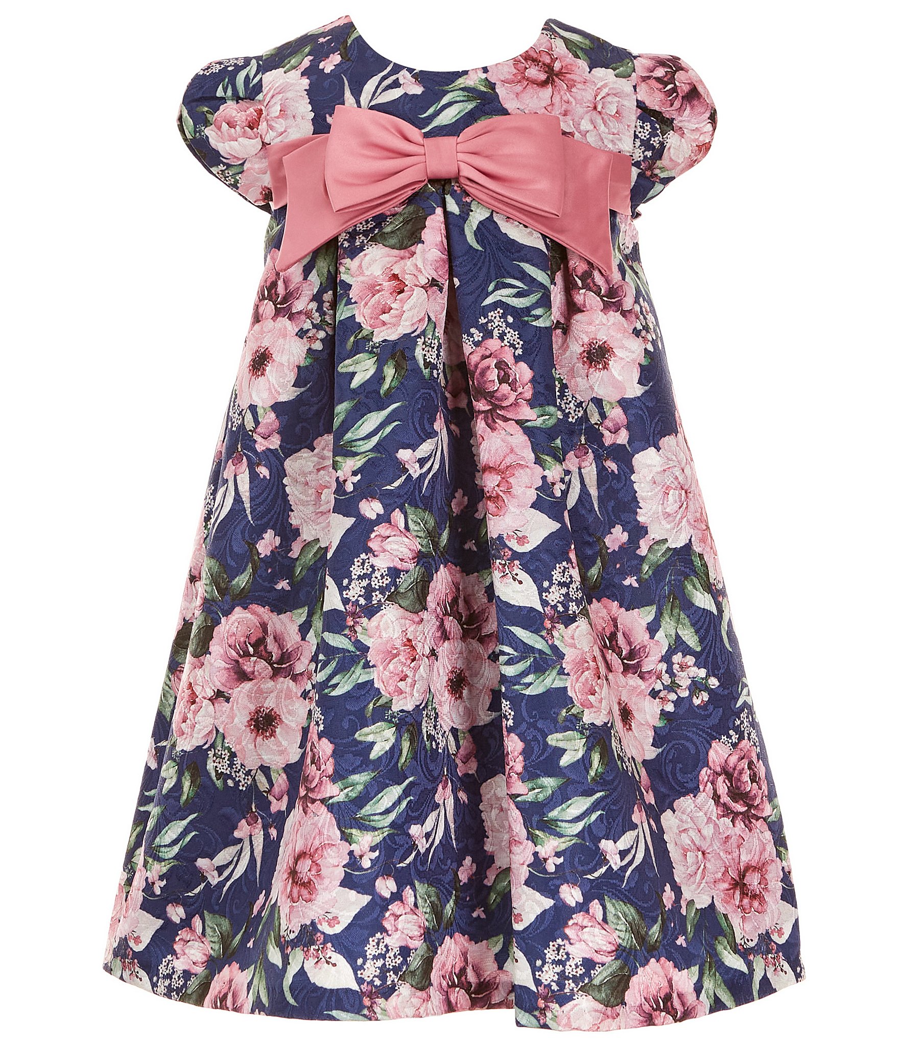 Bonnie Jean Little Girls 2T-4T Bow Front Trapeze Floral Print Fit- and -Flare  Dress