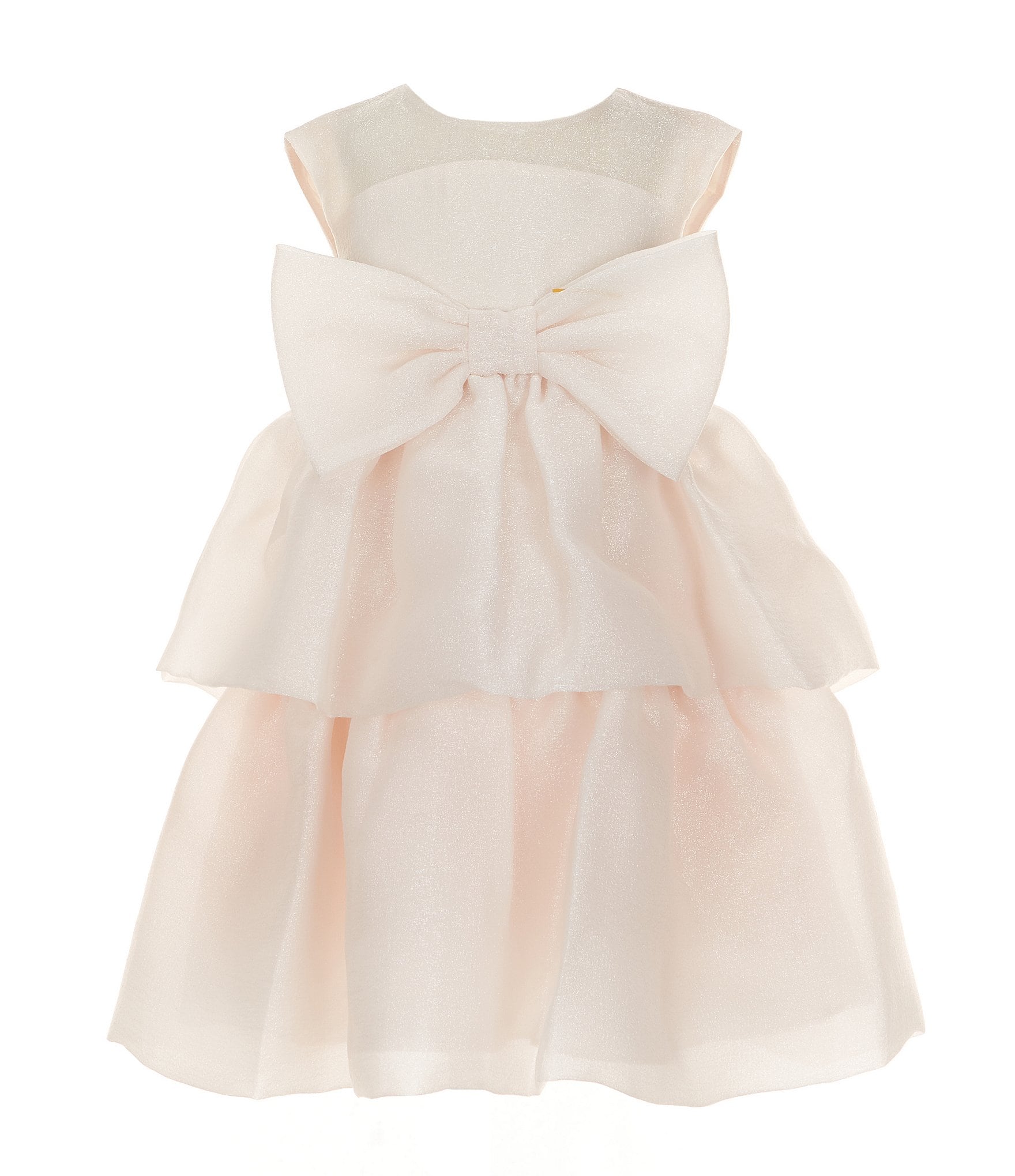 Bonnie Jean Little Girls Cap Sleeve Shimmer Organza Bow Dress