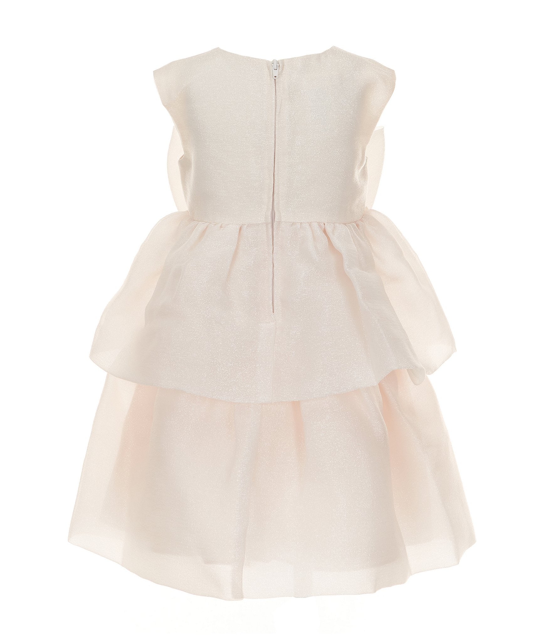 Bonnie Jean Little Girls Cap Sleeve Shimmer Organza Bow Dress
