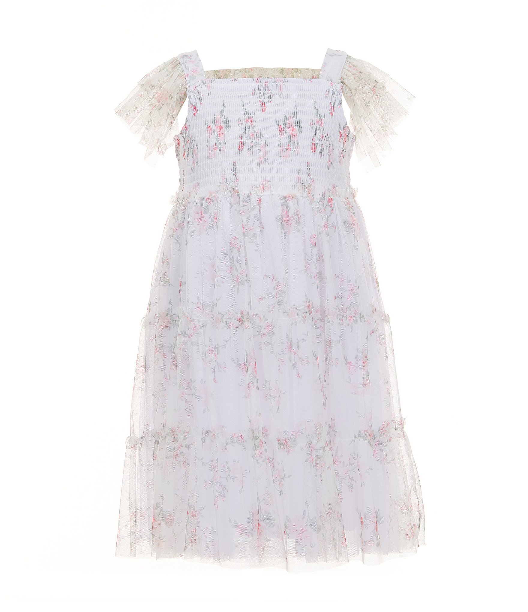 Bonnie Jean Little Girls 2T-6X Floral Print Flutter Sleeve