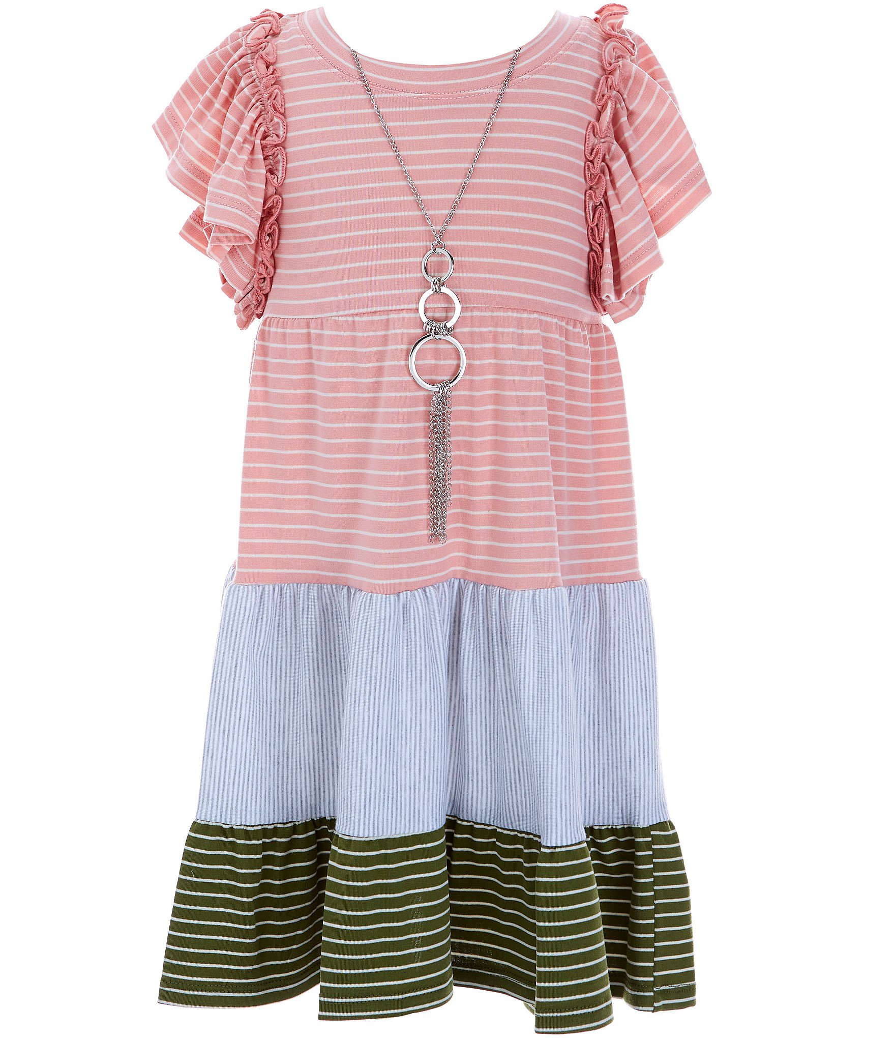 Bonnie Jean Little Girls 2T 6X Flutter Sleeve Color Block Striped