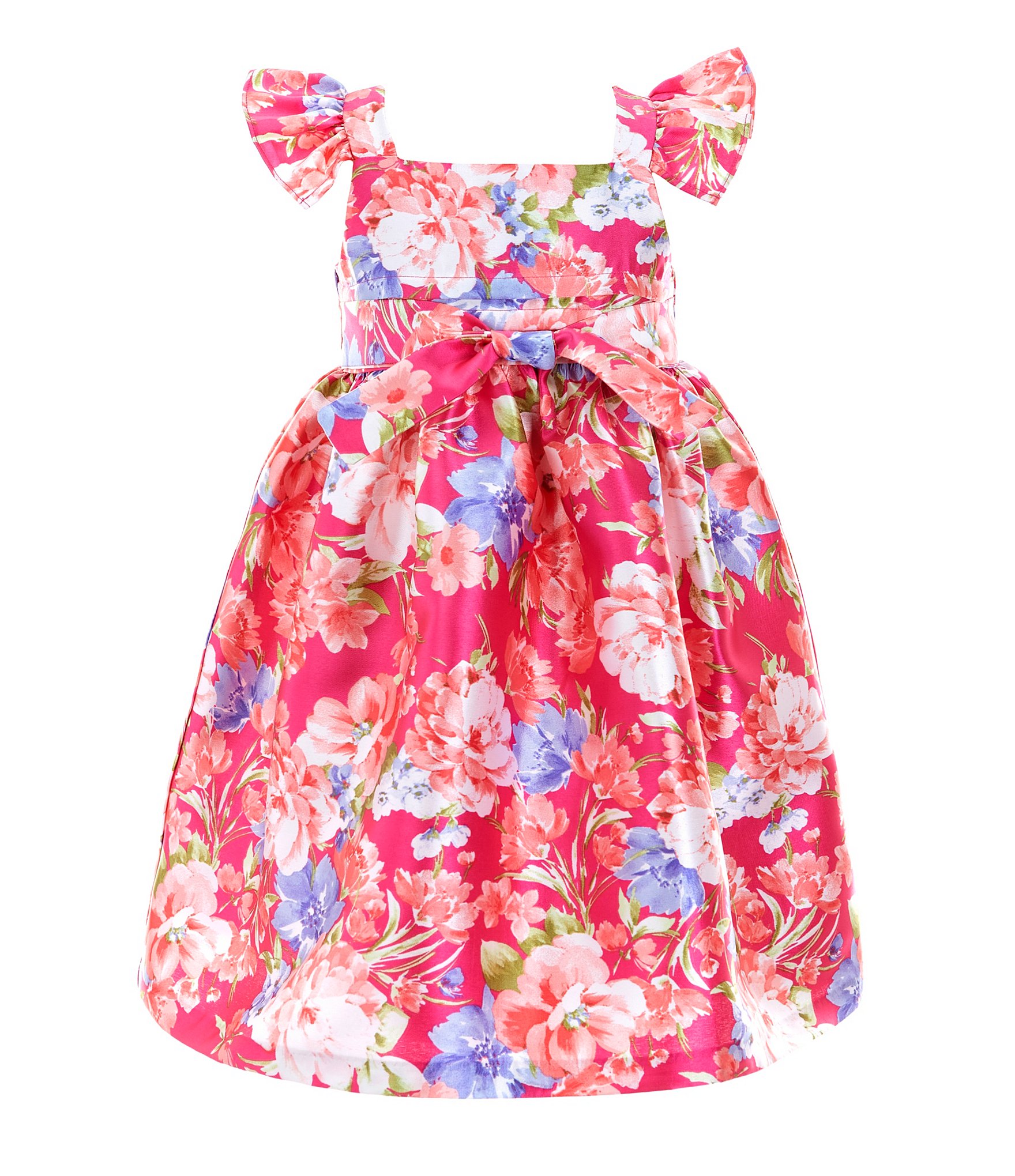 Bonnie Jean Little Girls 2T-6X Flutter-Sleeve Floral Mikado Fit-And ...