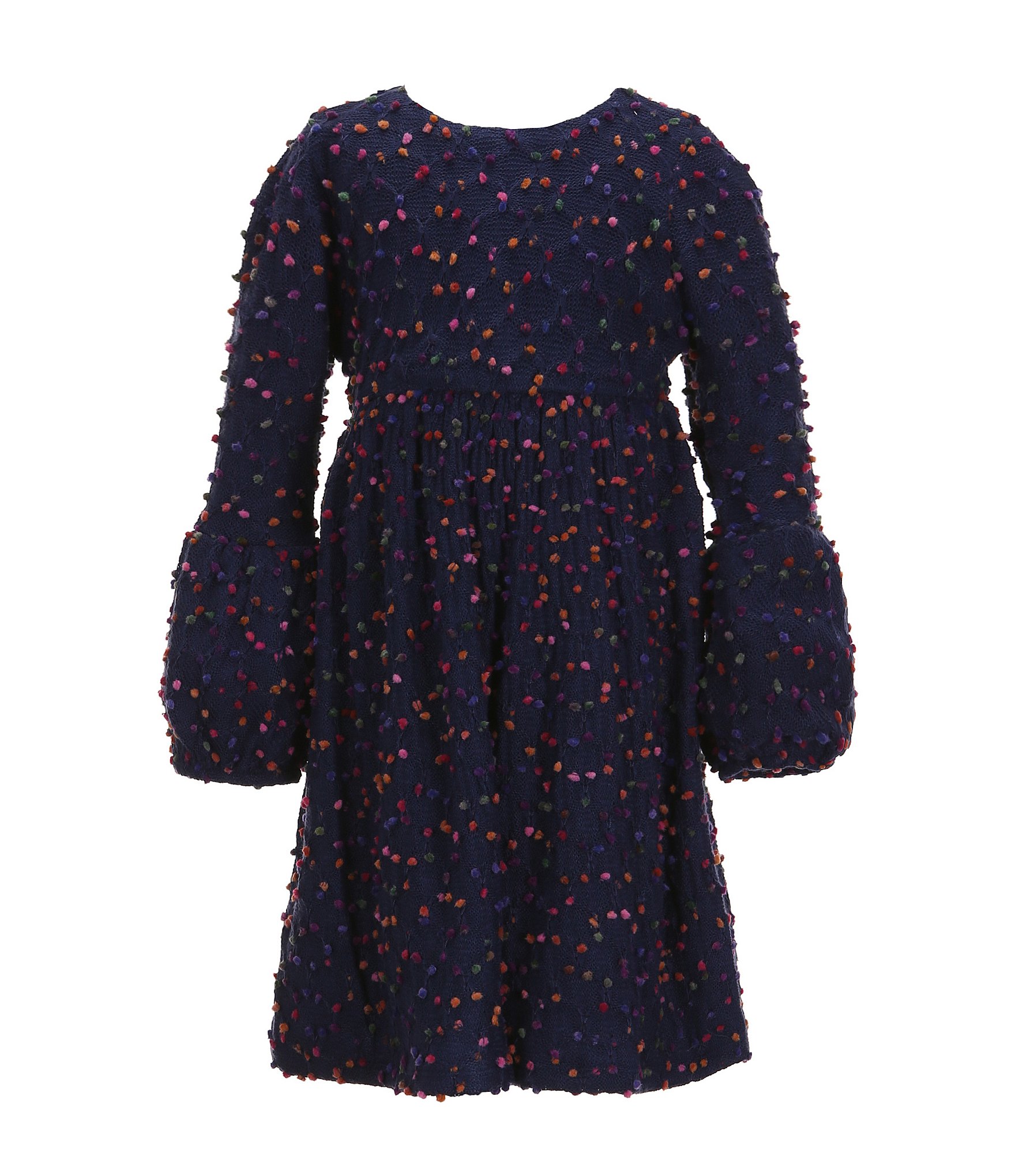 Bonnie Jean Little Girls 2T-6X Lantern Sleeve Confetti-Dot Empire-Waist Dress