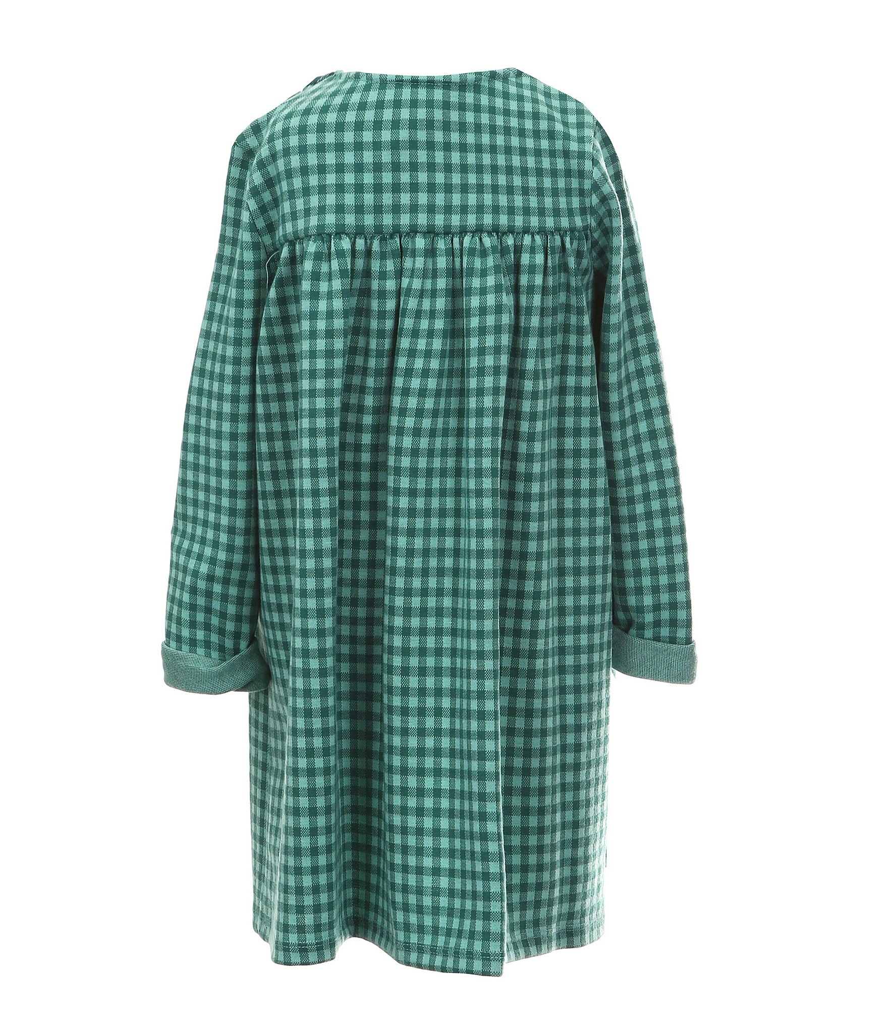 Bonnie Jean Little Girls 2T-6X Long Sleeve Checked French Terry Empire-Waist Dress