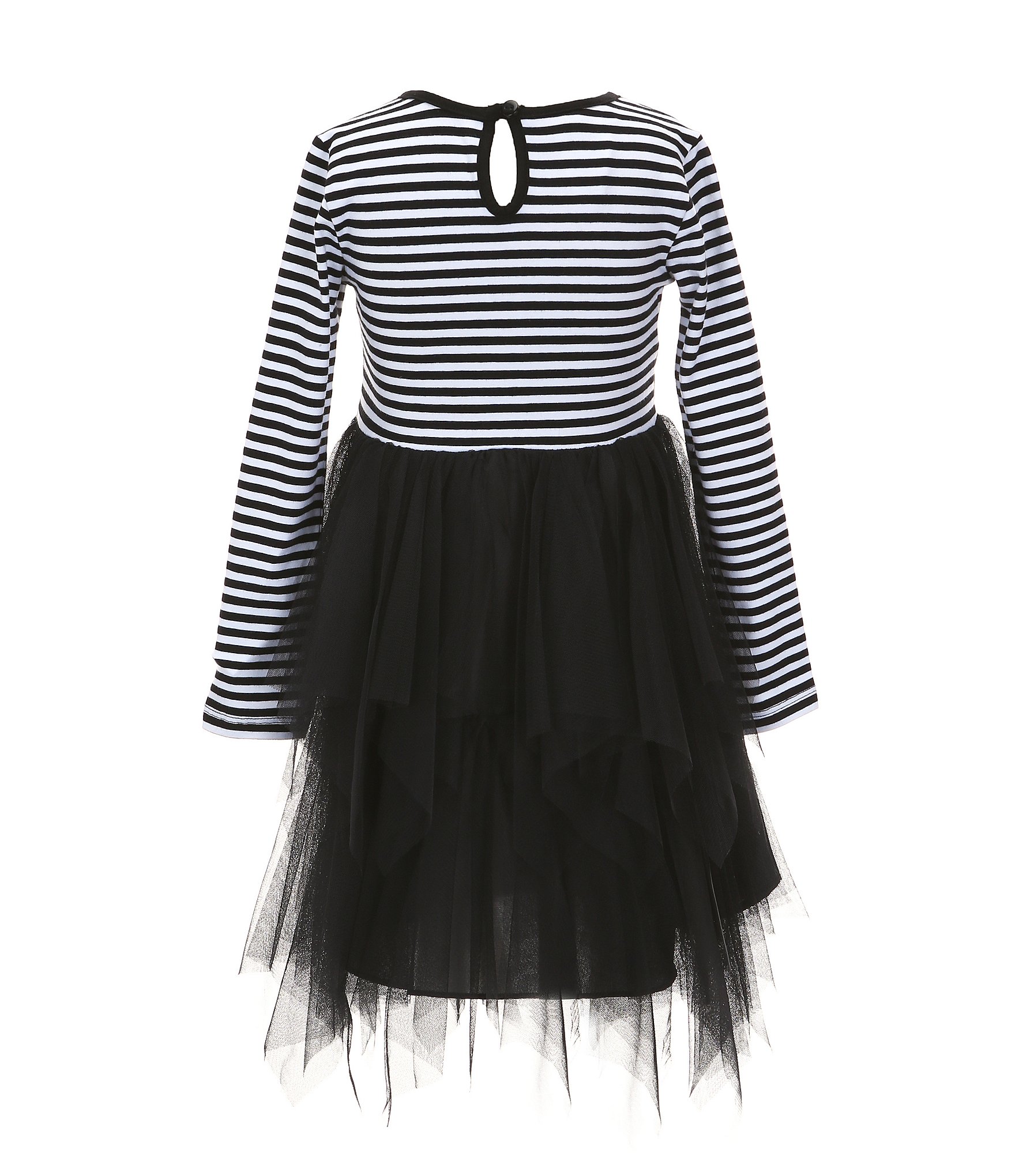 Bonnie Jean Little Girls 2T-6X Long-Sleeve Halloween Cat Face Striped Knit/Mesh-Tutu-Skirted Dress