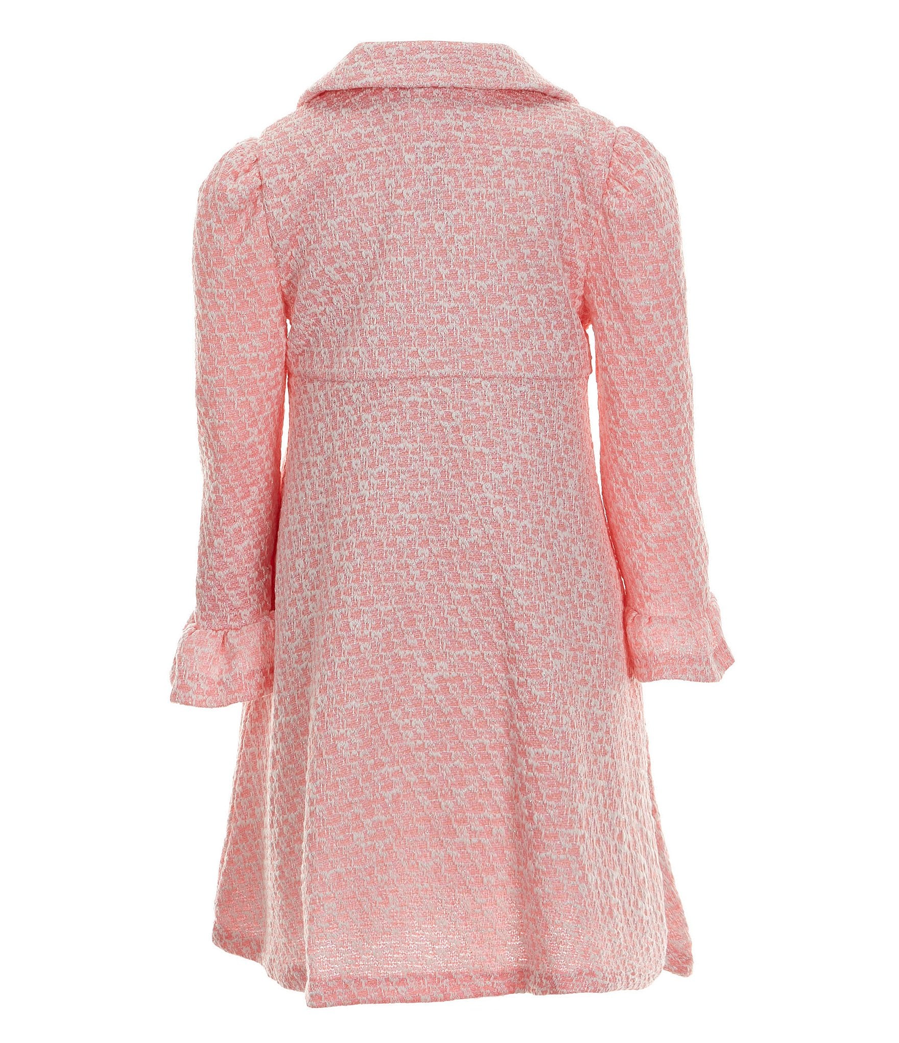 Bonnie Jean Little Girls 2T-6X Long Sleeve Knit Coat & Sleeveless Sparkle Mesh Fit & Flare Dress