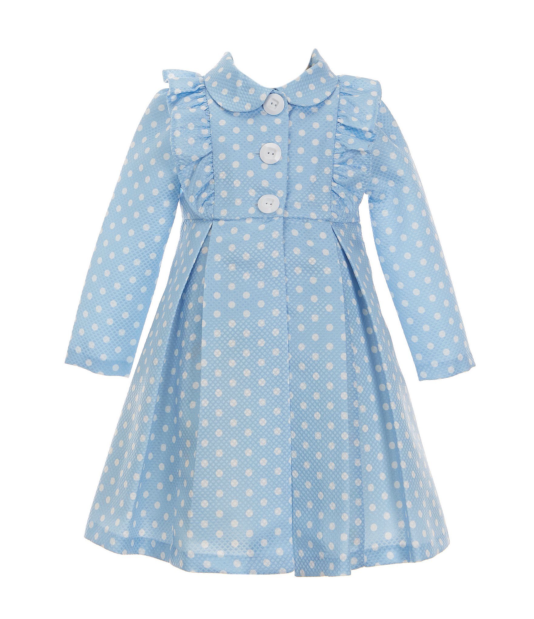 Bonnie Jean Little Girls 2T 6X Long Sleeve Pique Dot Coat Dress Set Dillard s