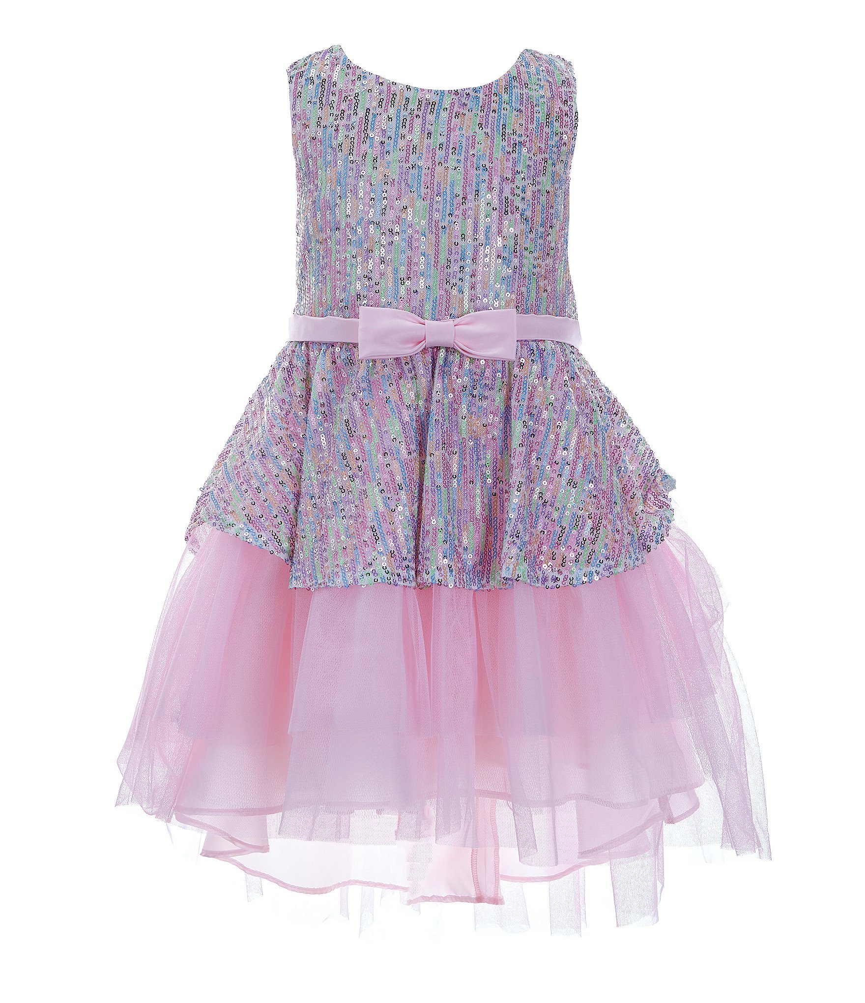 Bonnie Jean Little Girls 2T-6X Sequin Peplum Hi-low Fit & Flare Dress ...