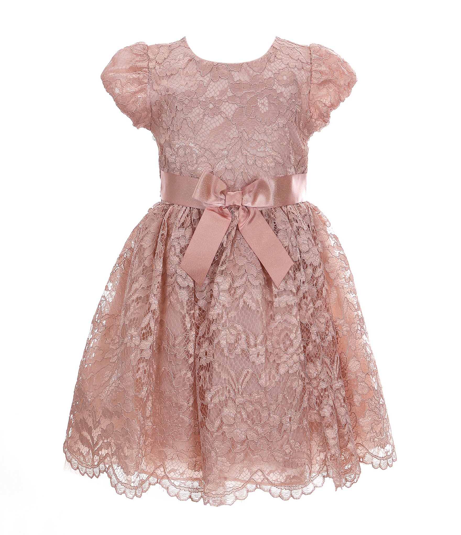 Bonnie Jean Little Girls 2T-6X Short Sleeve Sparkle Lace Ballerina Dress