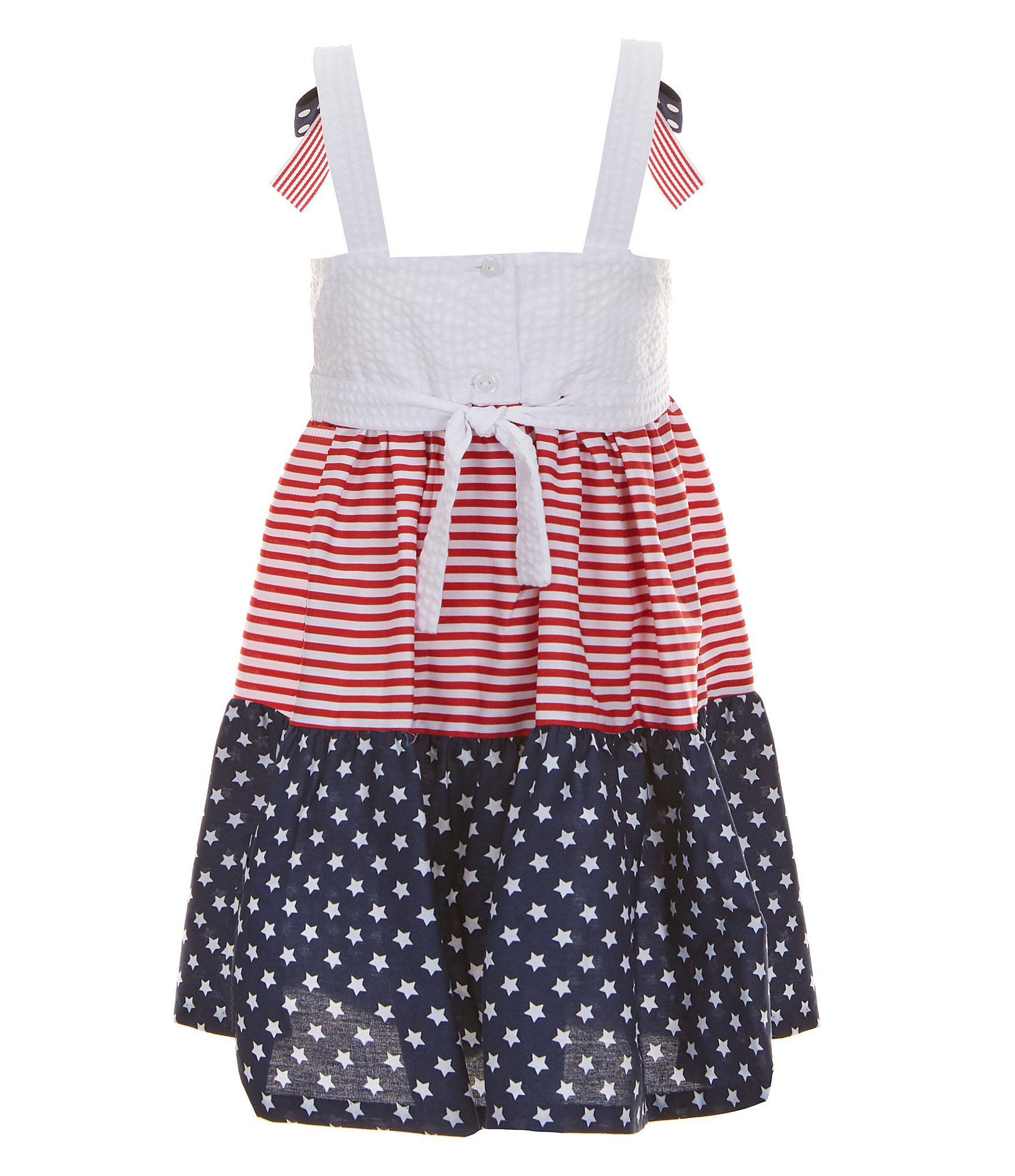 Bonnie Jean Little Girls 2T-6X Sleeveless Americana Mixed-Media Fit & Flare Dress