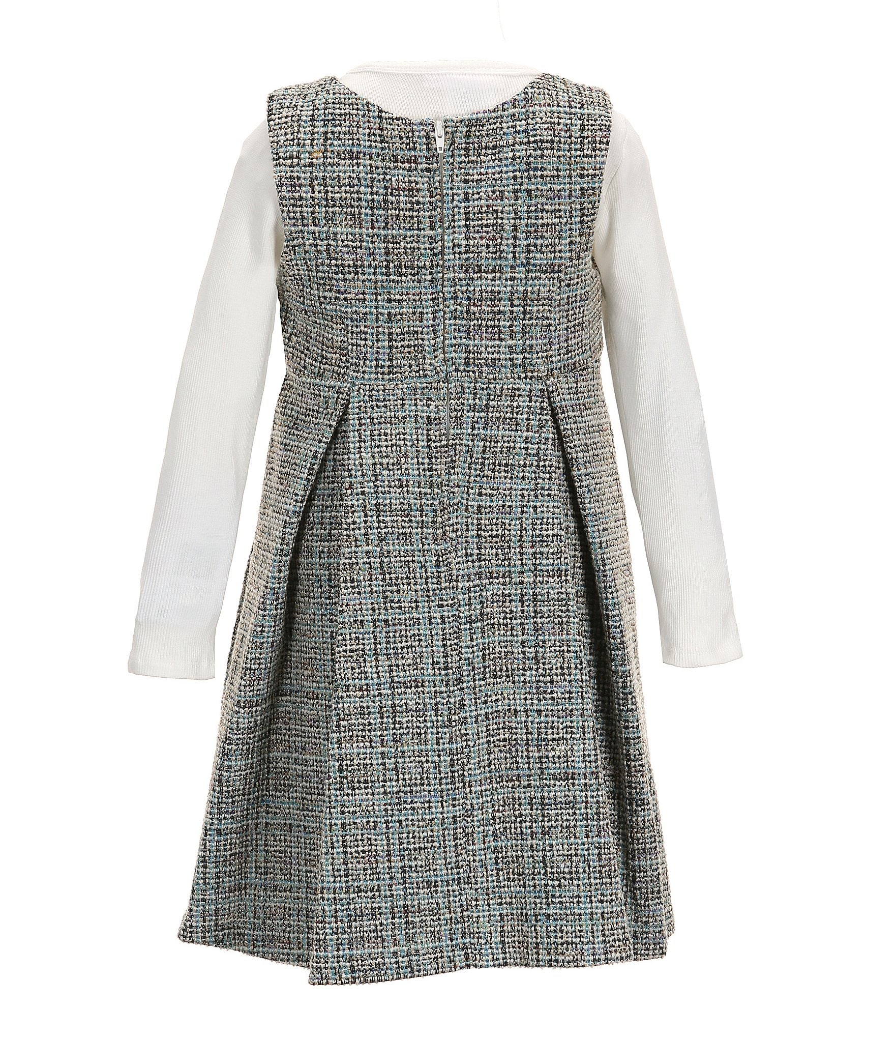 Bonnie Jean Little Girls 2T-6X Sleeveless Boucle Jumper Dress & Long Sleeve Rib-Knit T-Shirt Set