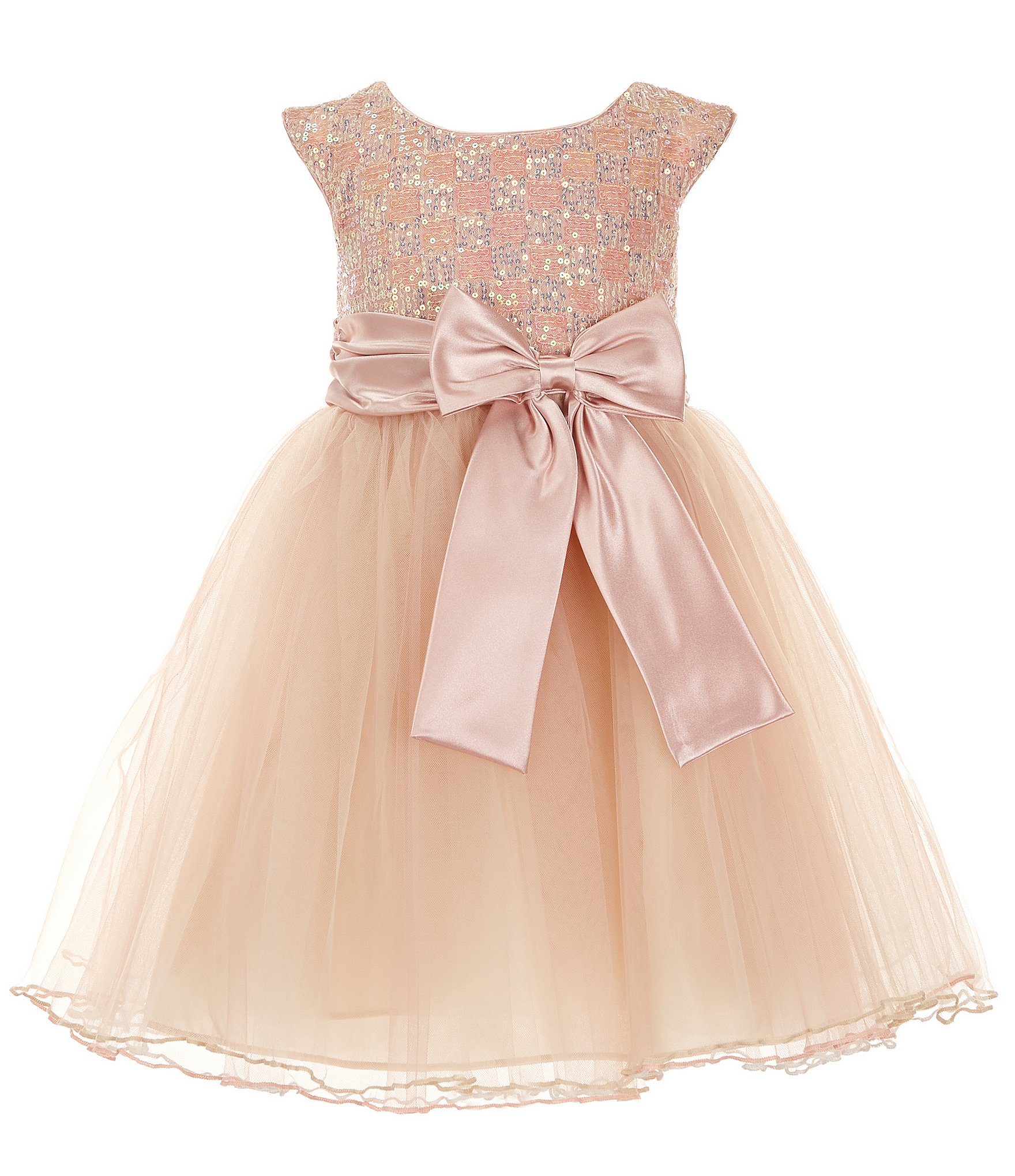 Bonnie Jean Little Girls 4-6X Sequin To Mesh With Satin Sash And Bow ...