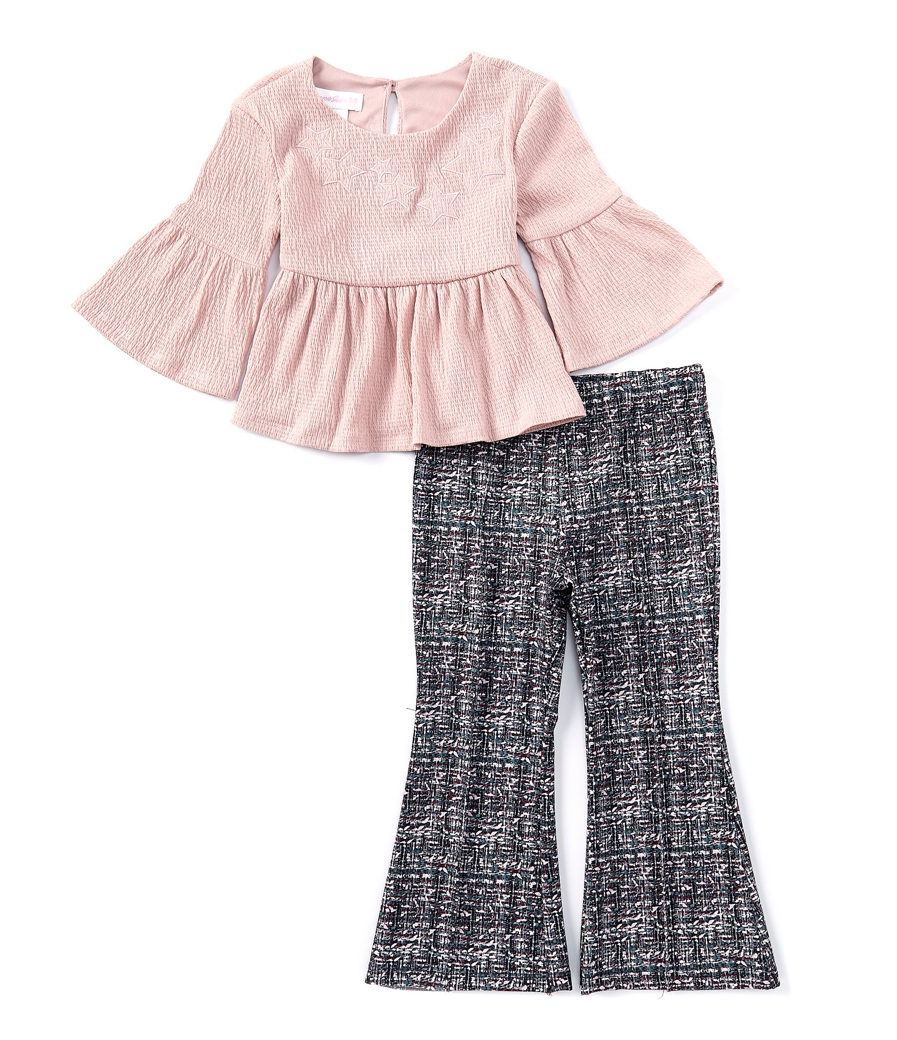 Bonnie Jean Little Girls 4-6X Bell-Sleeve Novelty Knit Top & Flare-Leg Ponte Pants