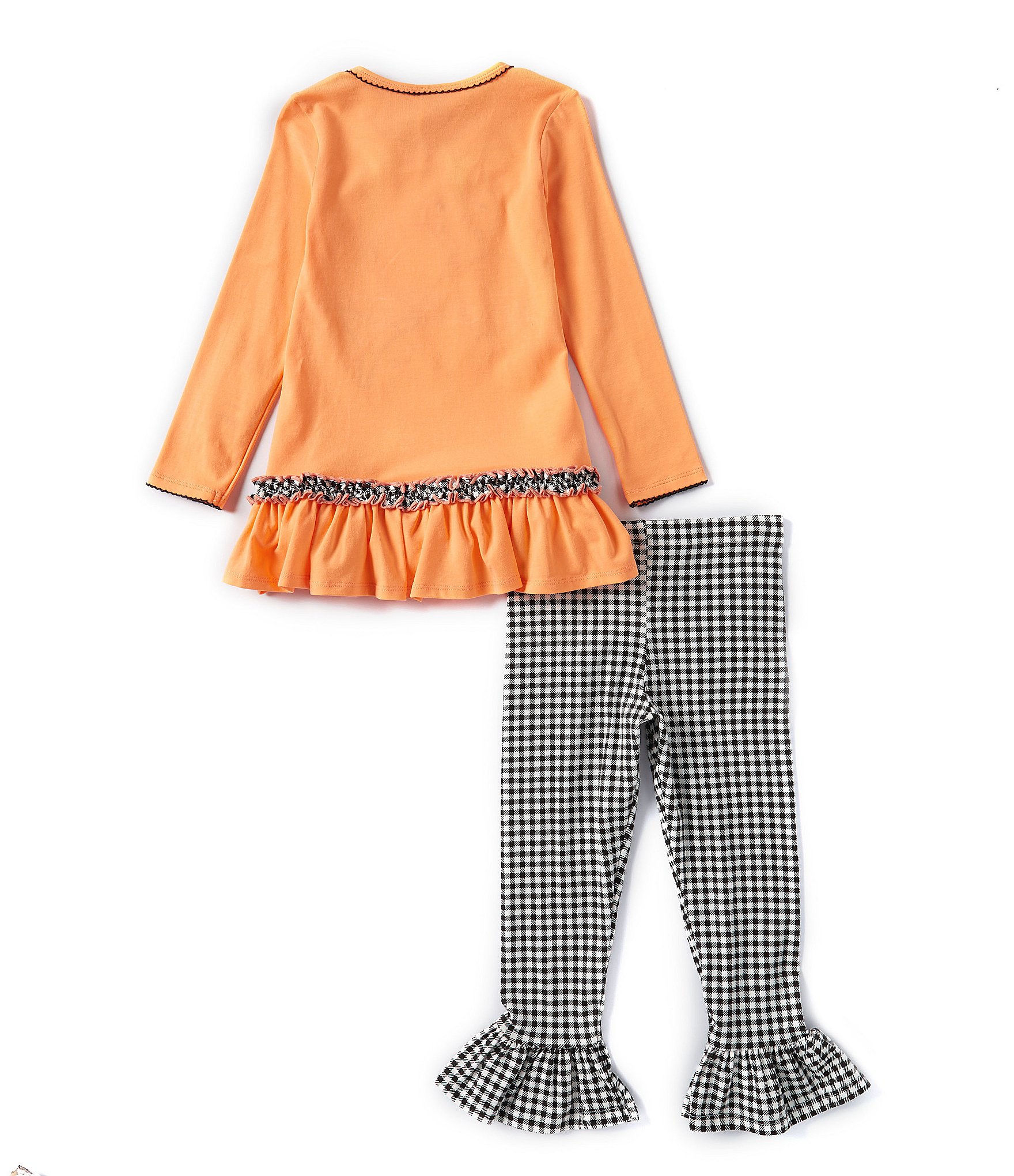 Bonnie Jean Little Girls 4-6X Long-Sleeve Happy Ghost A-Line Dress & Checked Leggings Set