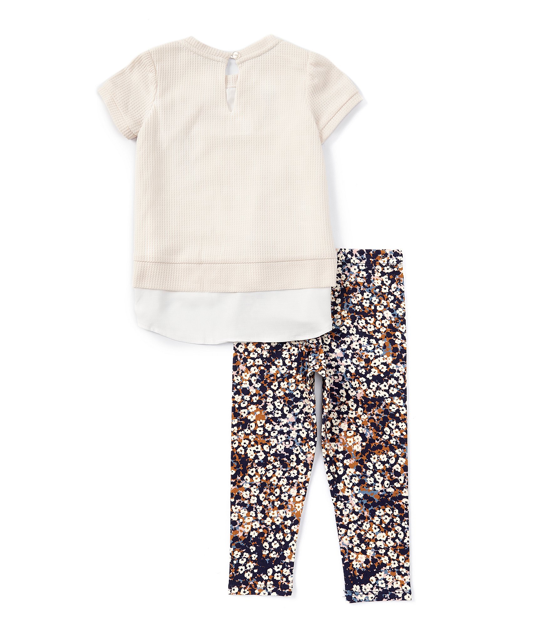 Bonnie Jean Little Girls 4-6X Short Sleeve Split-Front Top & Floral-Printed Leggings Set