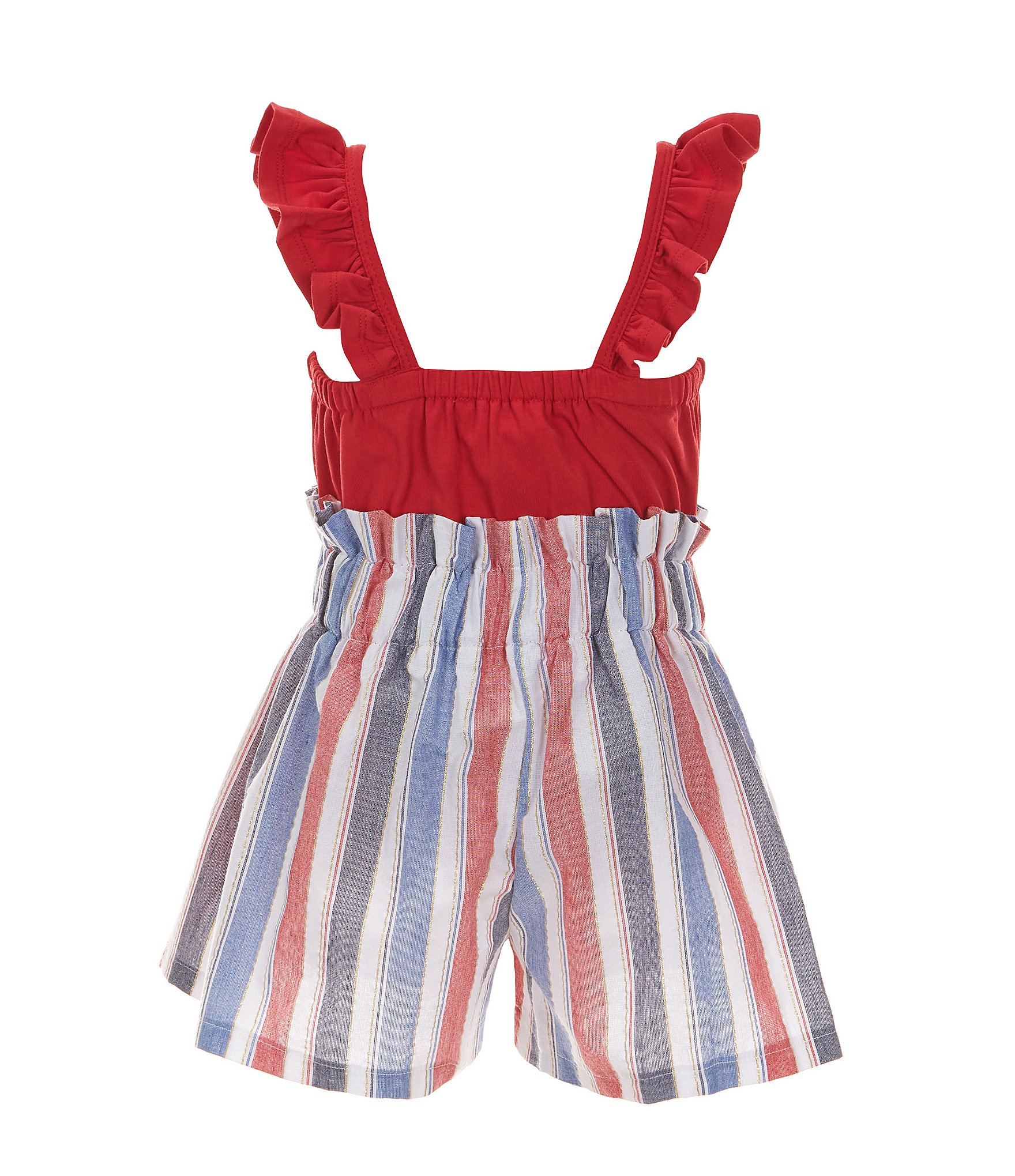 Bonnie Jean Little Girls 4-6X Sleeveless Solid/Striped Americana Romper