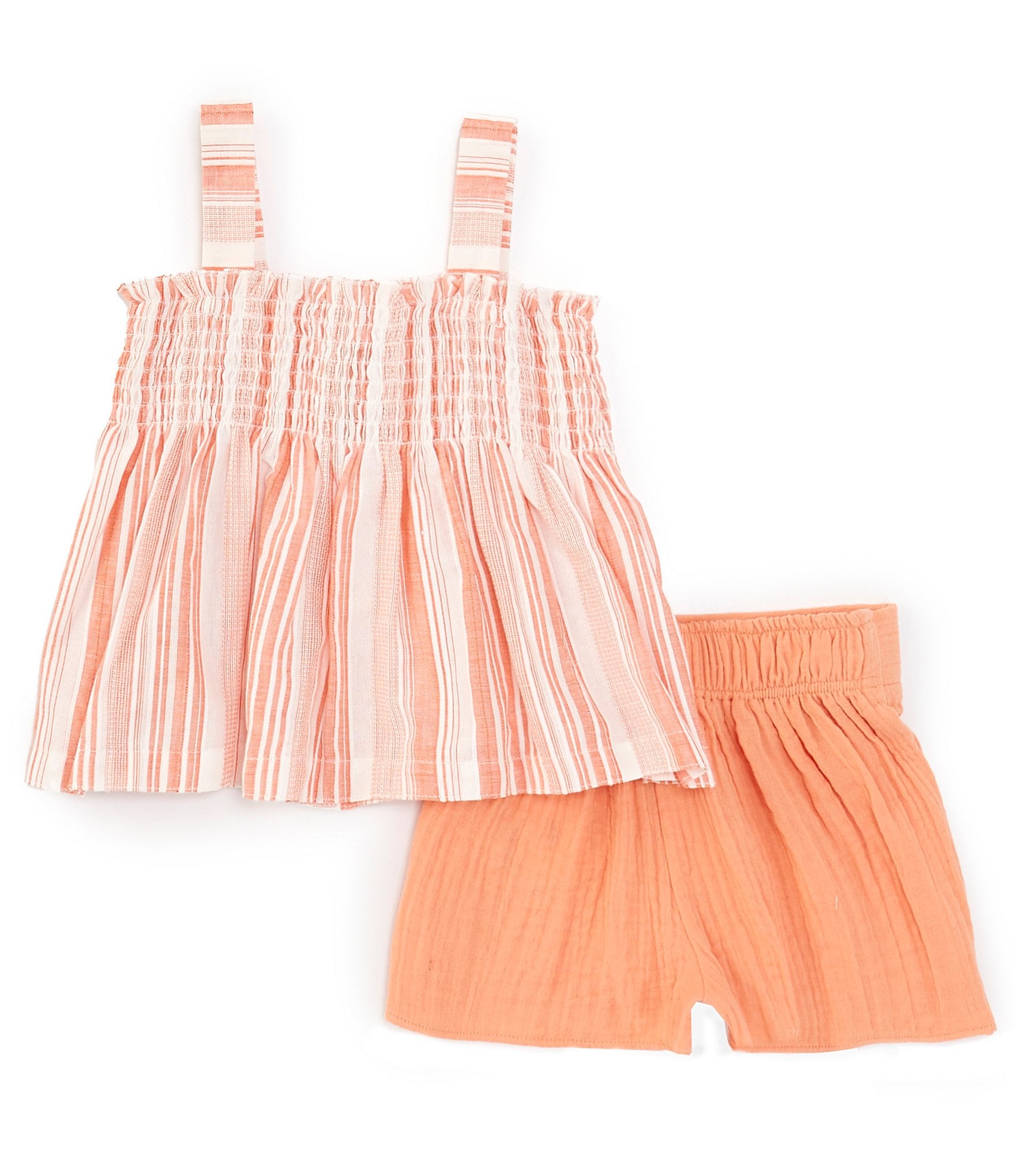 Bonnie Jean Little Girls 4-6X Sleeveless Yarn-Dyed-Stripe Tunic Top & Solid Gauze Shorts Set