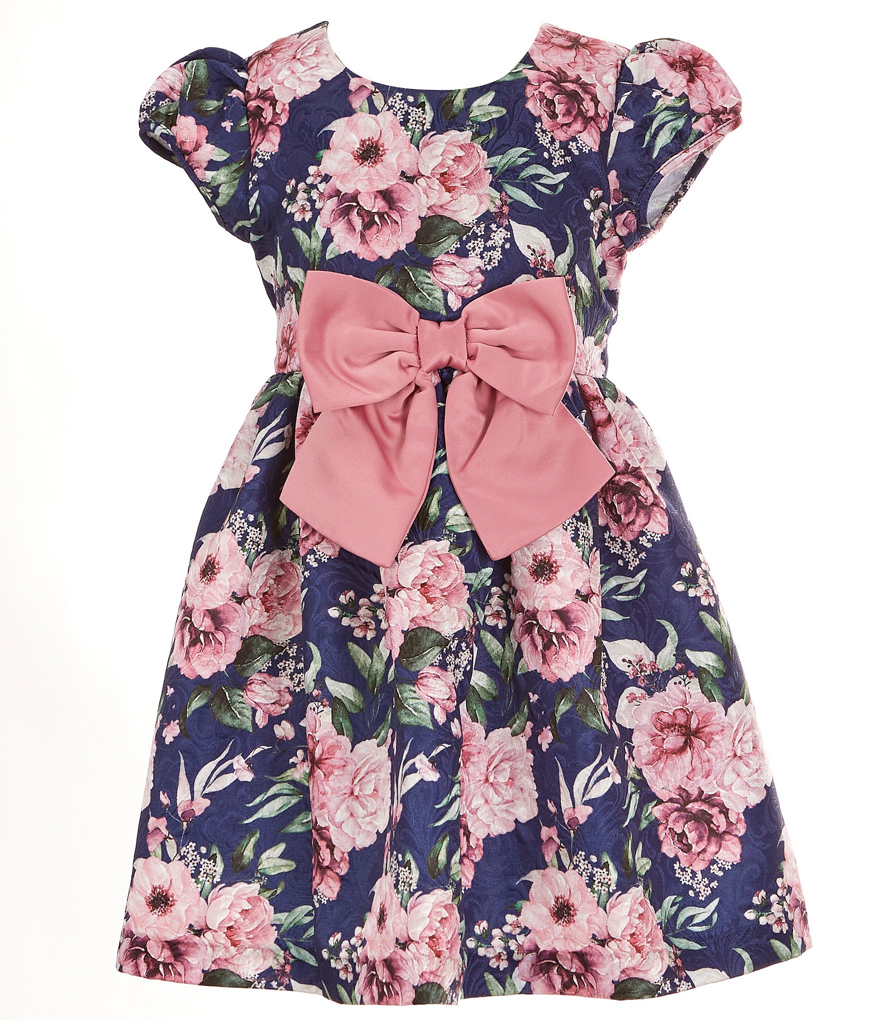 Bonnie Jean Little Girls 4-6X Woven Jacquard Floral Print Dress With ...