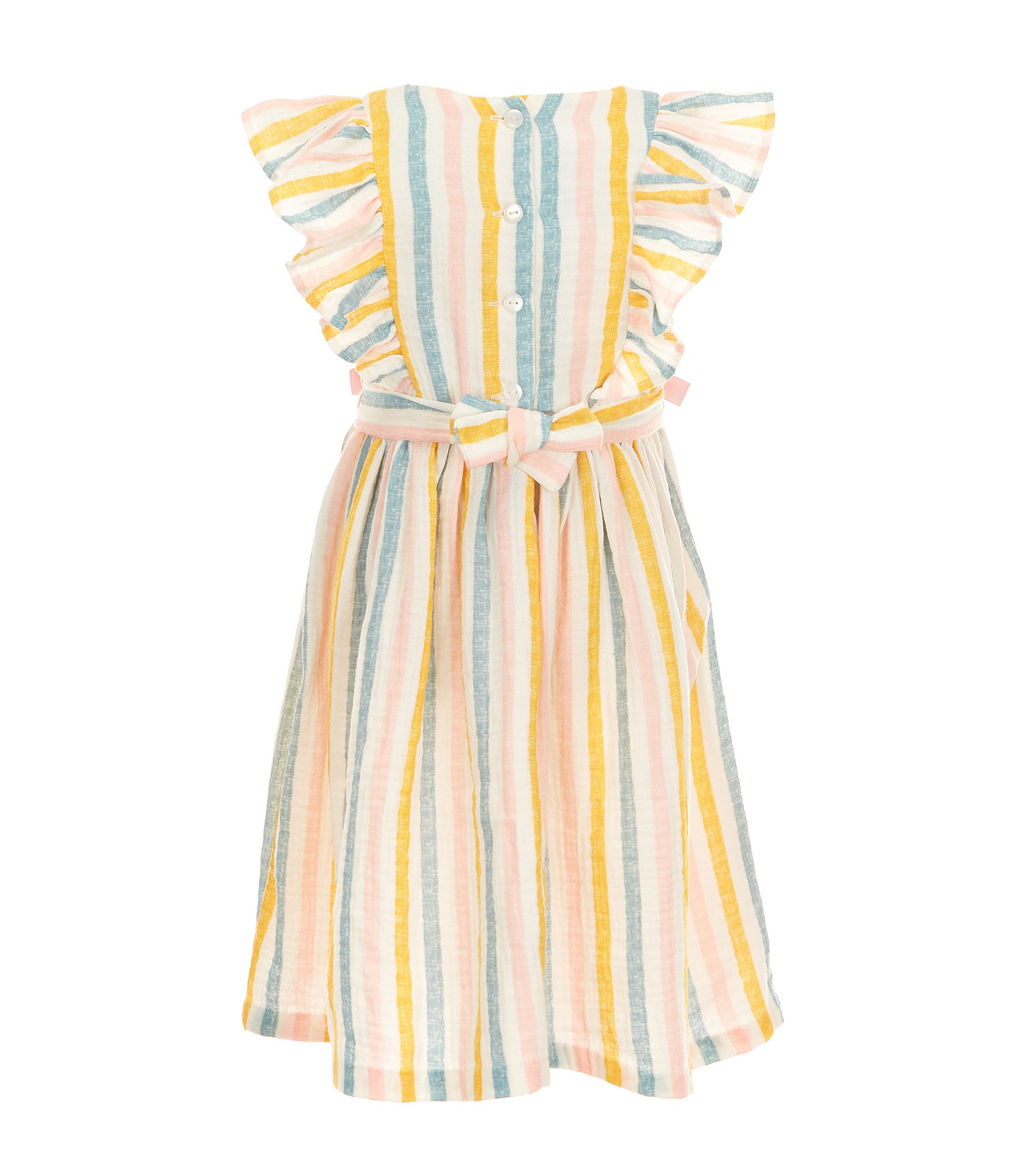 Bonnie Jean Little Girls Flutter-Sleeve Striped Fit-And-Flare Dress