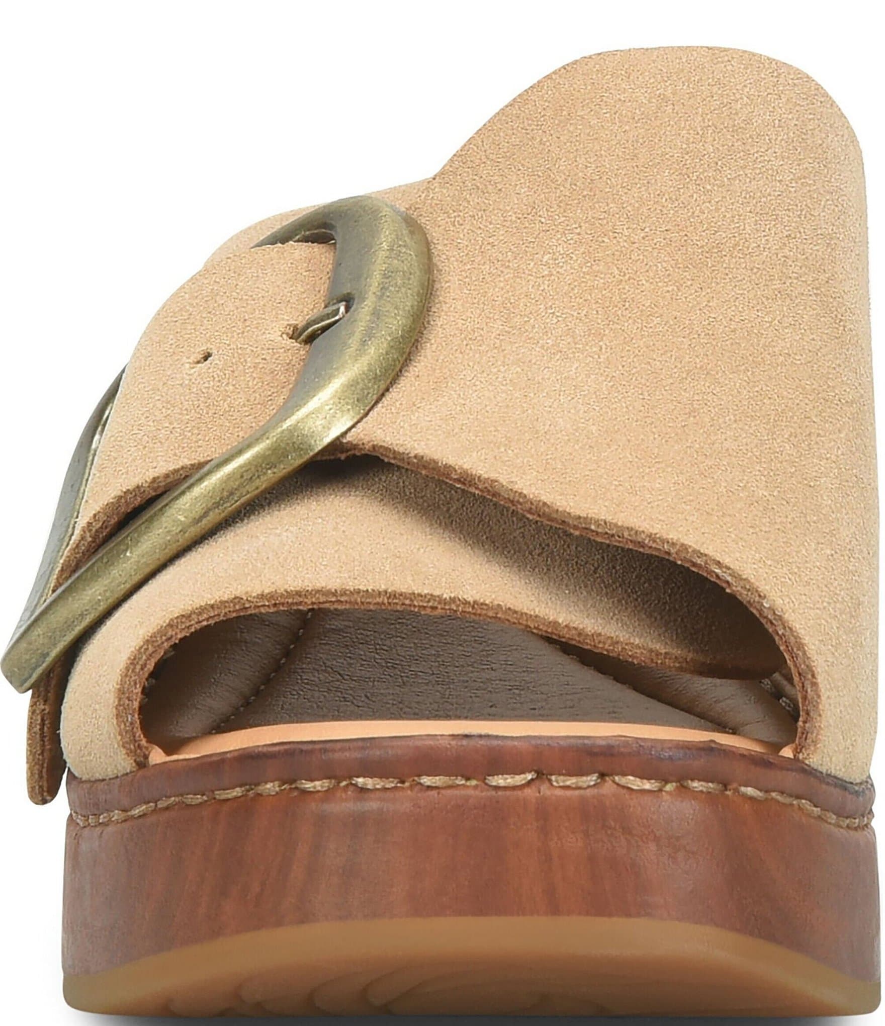 Born Bangle Suede Buckle Platform Slide Sandals