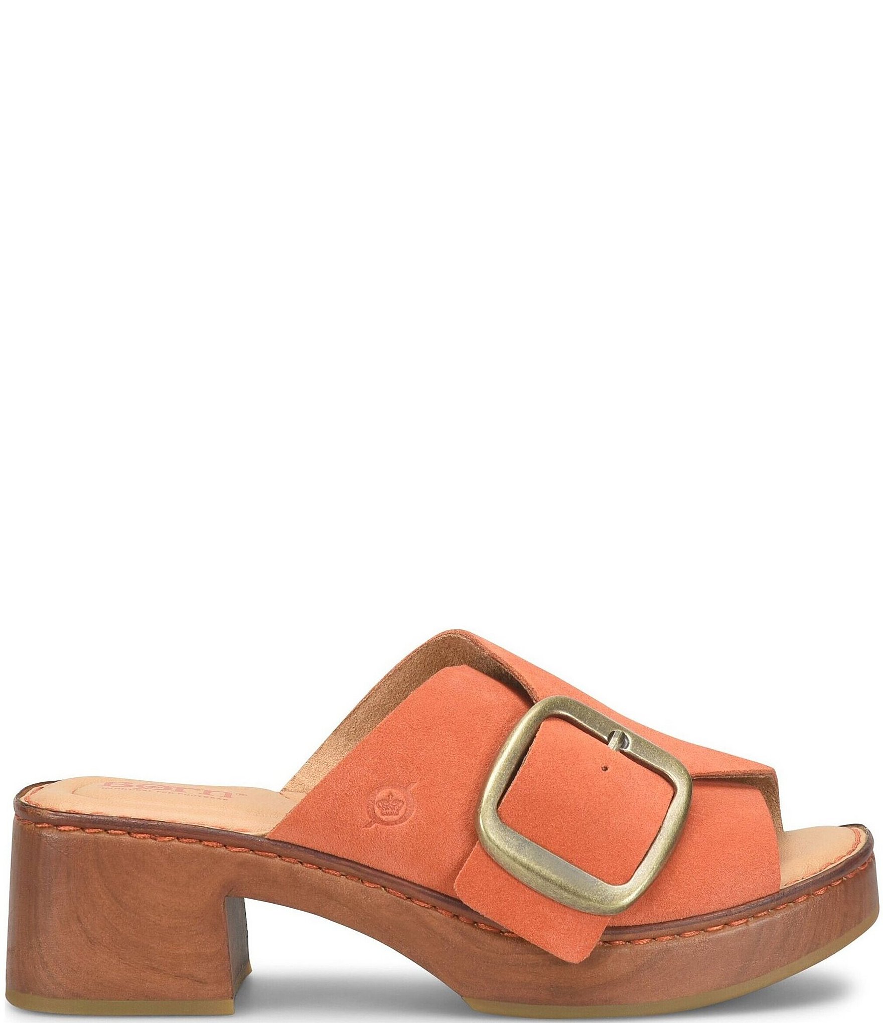 Born Bangle Suede Buckle Platform Slide Sandals